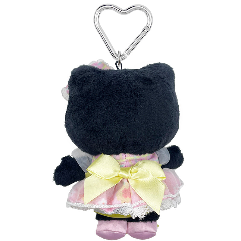 Hello Kitty Black Plush Mascot Keychain (50th Anniv. Floral Series) With Credit Card Free Shipping