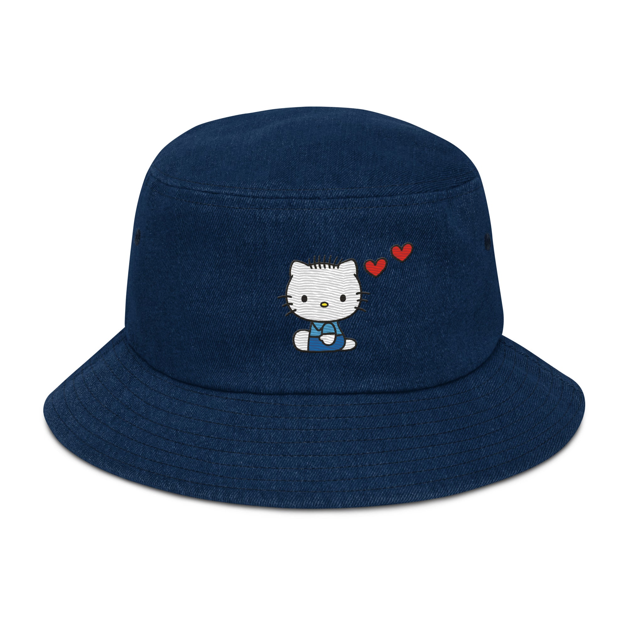 Dear Daniel Embroidered Denim Bucket Hat Discount Brand New Unisex