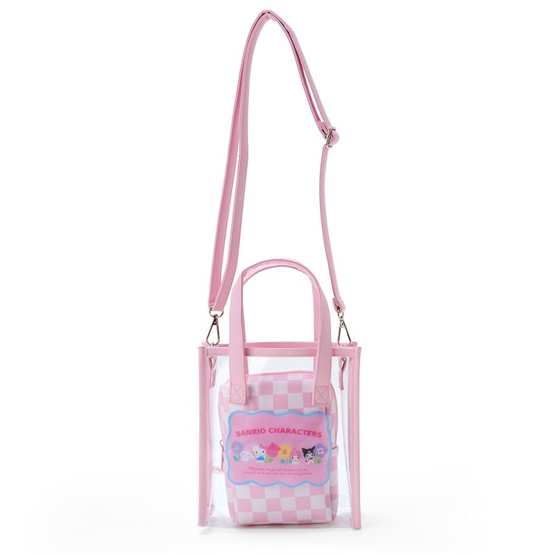 Sanrio Characters Clear Convertible Mini Tote (Pastel Check Series) Cheap Discount Sale