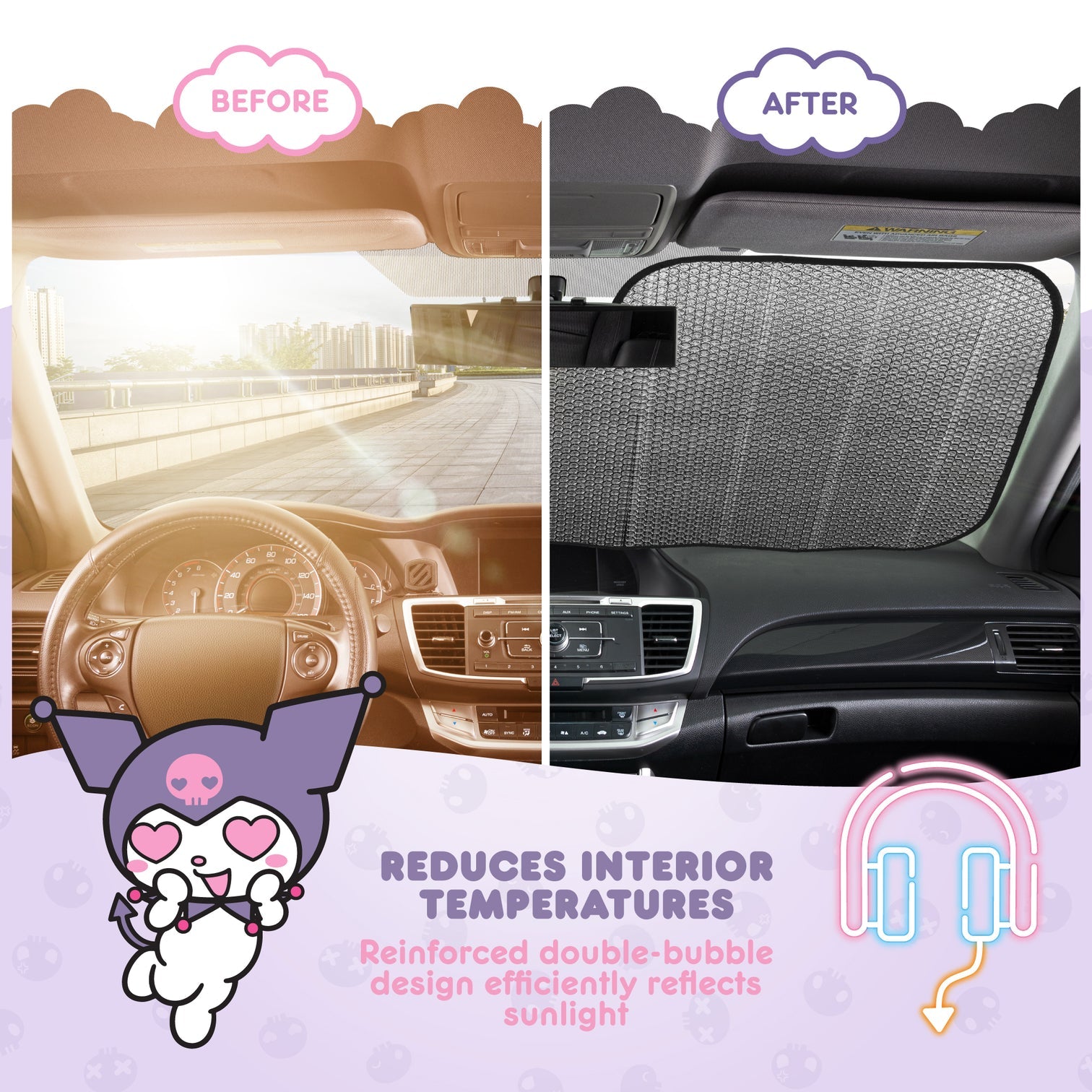 Kuromi Car Sun Shade (Neon Party) Footlocker Finishline Cheap Pice