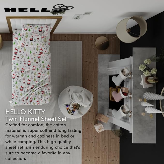 Hello Kitty Holiday Cotton Flannel Sheet Set Buy Cheap Low Shipping Fee