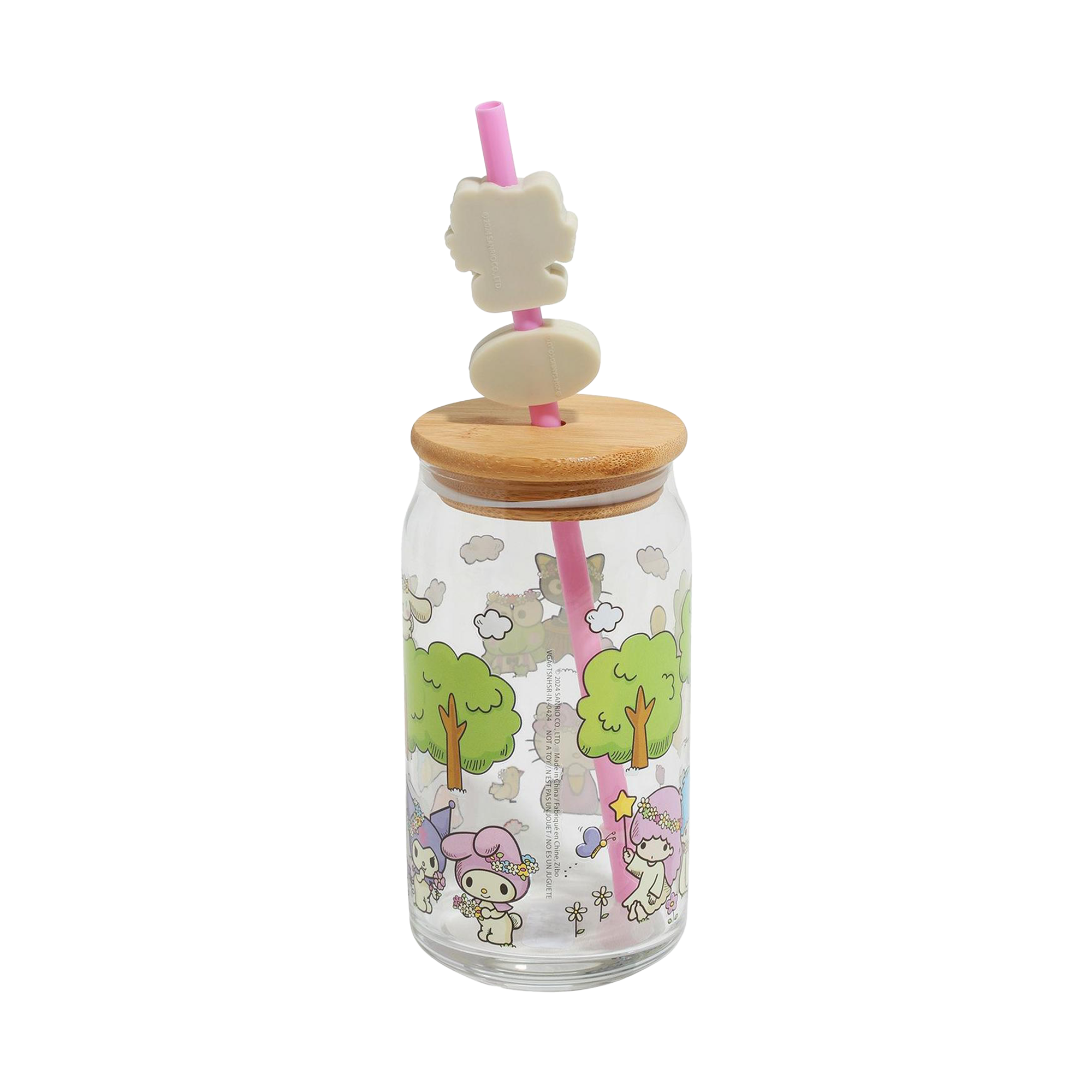 Hello Kitty and Friends Flower Crowns Bamboo Lidded Glass Tumbler Buy Cheap With Credit Card