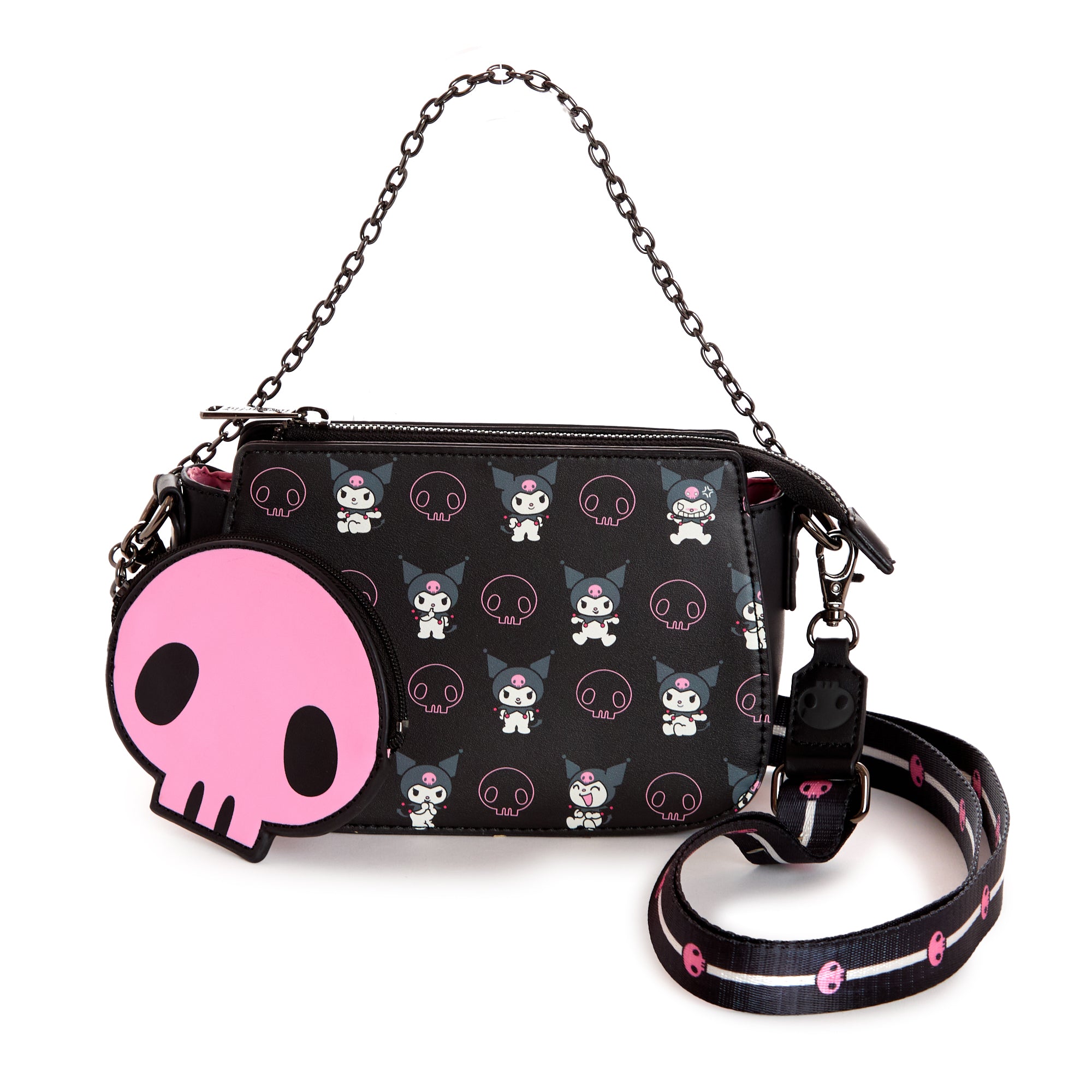 Kuromi x Loungefly Skully Convertible Crossbody Bag With Coin Purse Buy Cheap Cheap