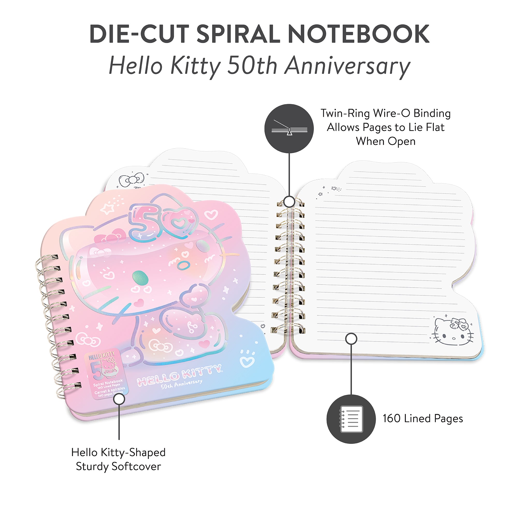 Hello Kitty x Studio Oh! 50th Anniversary Die-Cut Spiral Notebook Discount Online Online