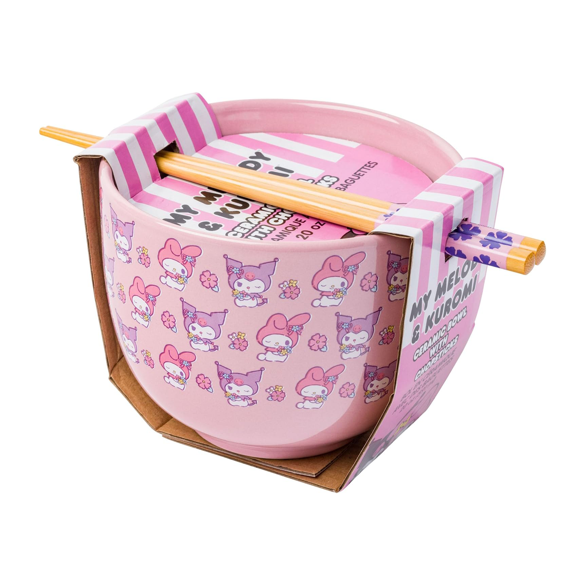 My Melody & Kuromi Ceramic Ramen Bowl and Chopstick Set (Pastel Flowers) Online Cheap Quality