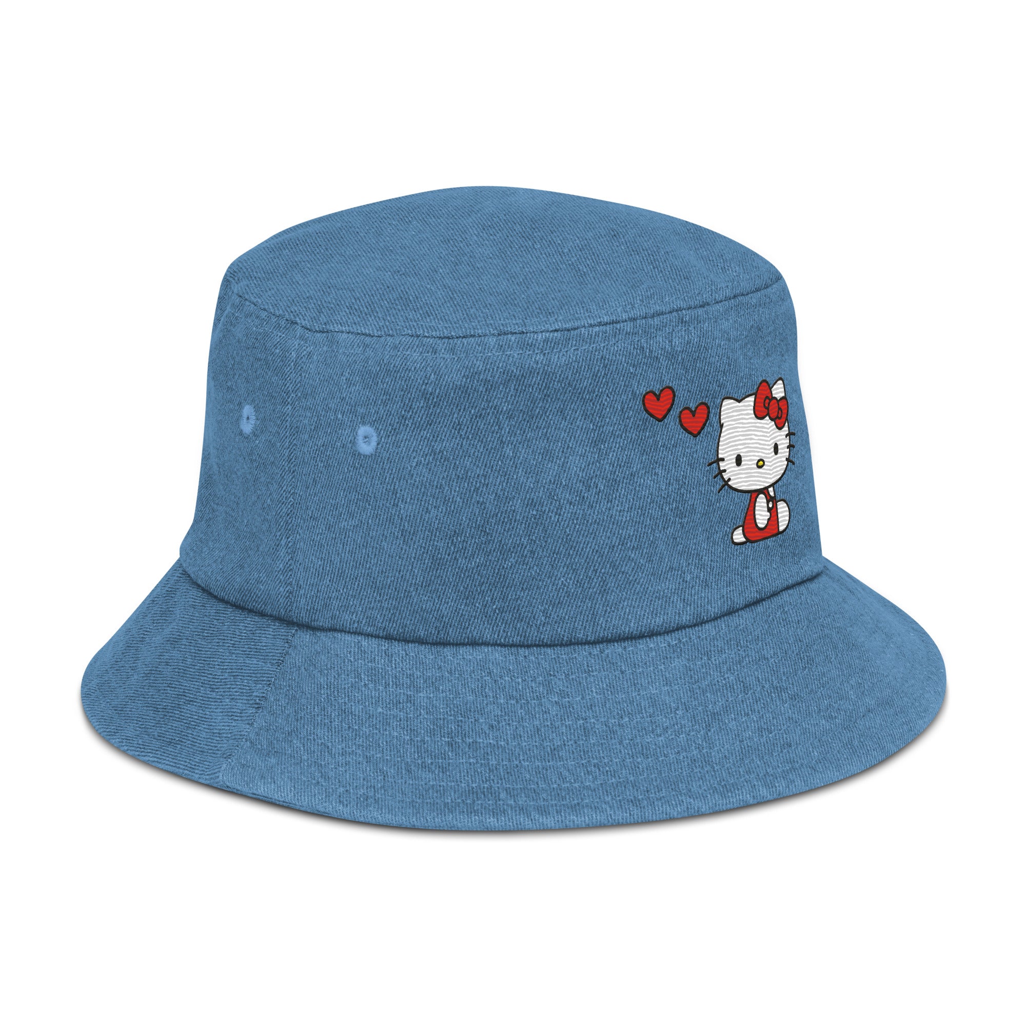Hello Kitty Embroidered Denim Bucket Hat Buy Sale Online