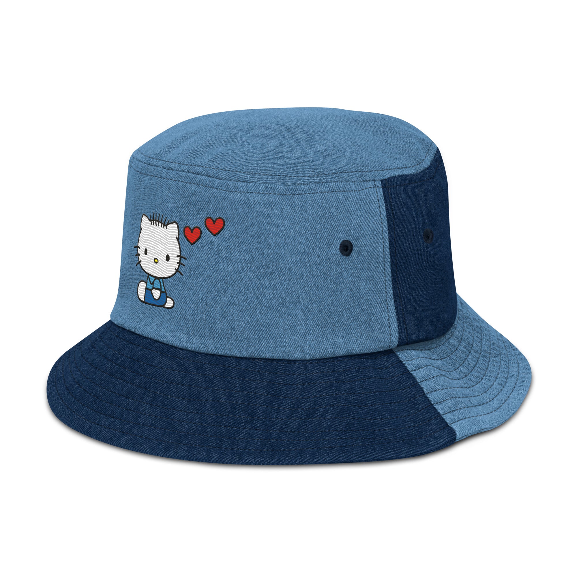 Dear Daniel Embroidered Denim Bucket Hat Discount Brand New Unisex