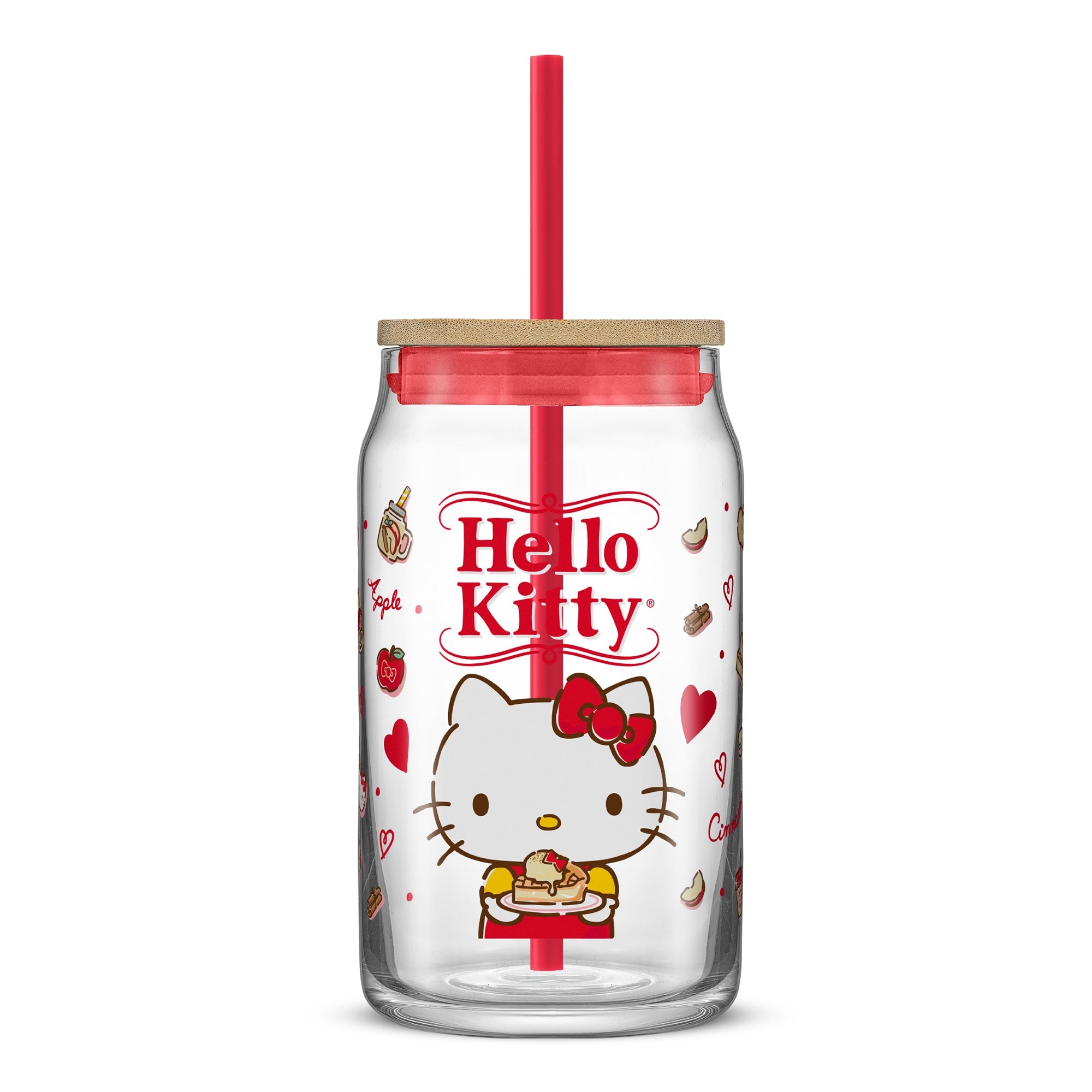 Hello Kitty Favorite Flavor Lidded Glass Tumbler Outlet Fashion Style