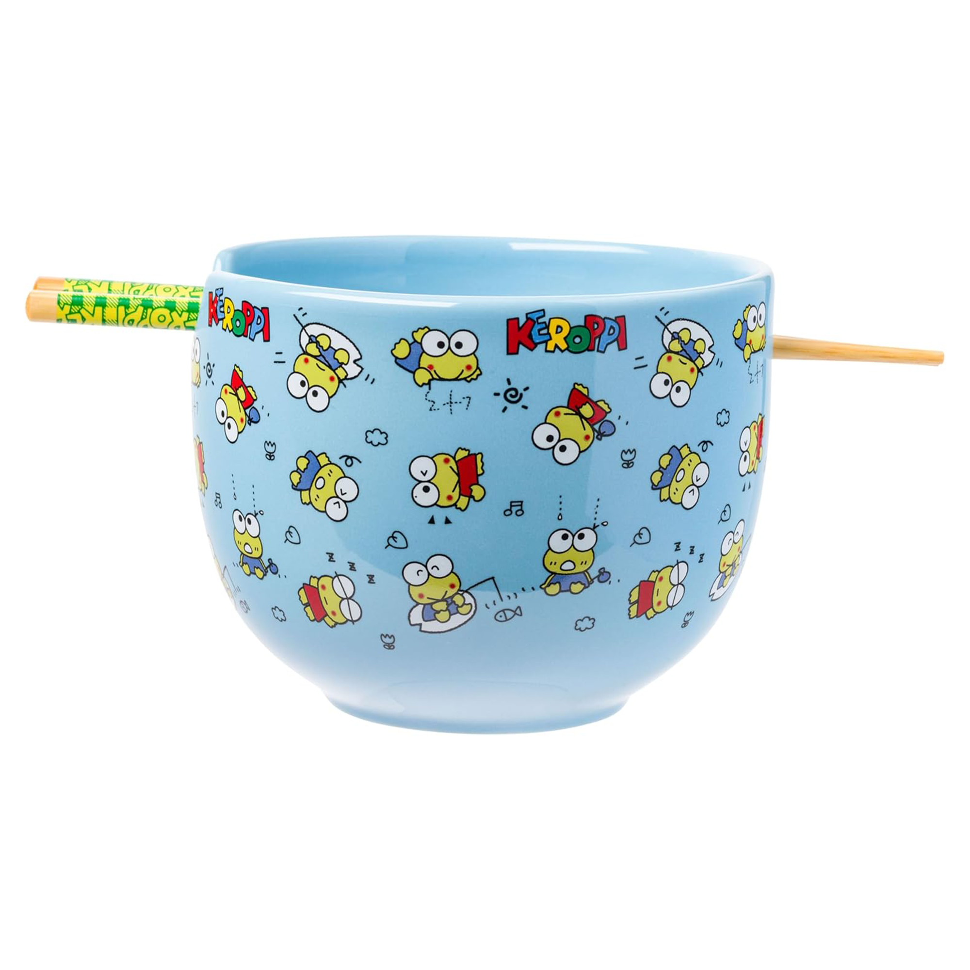 Keroppi Ceramic Ramen Bowl and Chopstick Set (Poses) Outlet View