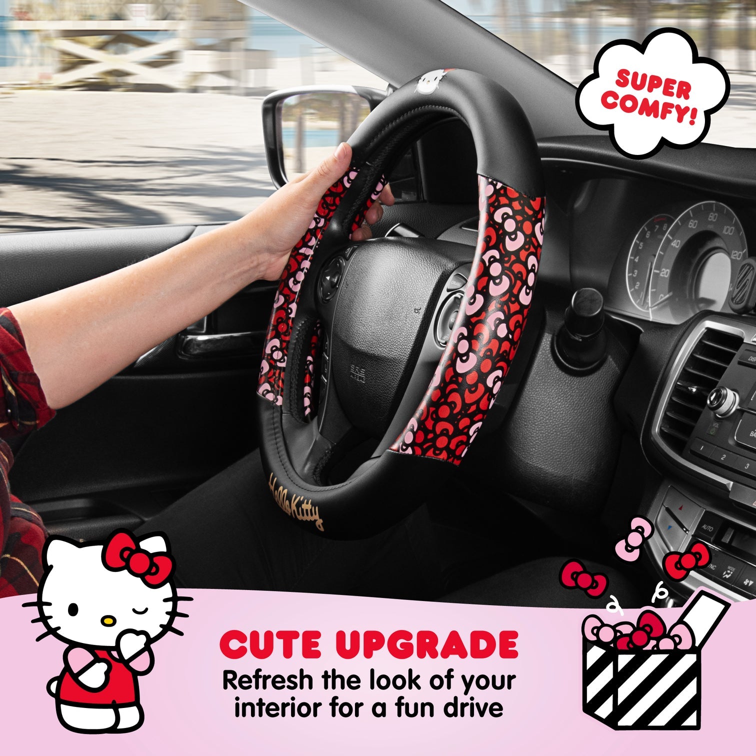 Hello Kitty Red Bow Steering Wheel Cover Shipping Discount Authentic