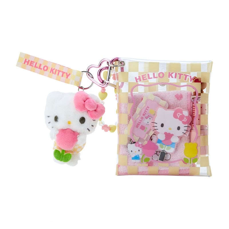 Hello Kitty Clear Snap Mini Pouch (Pastel Check Series) Free Shipping View