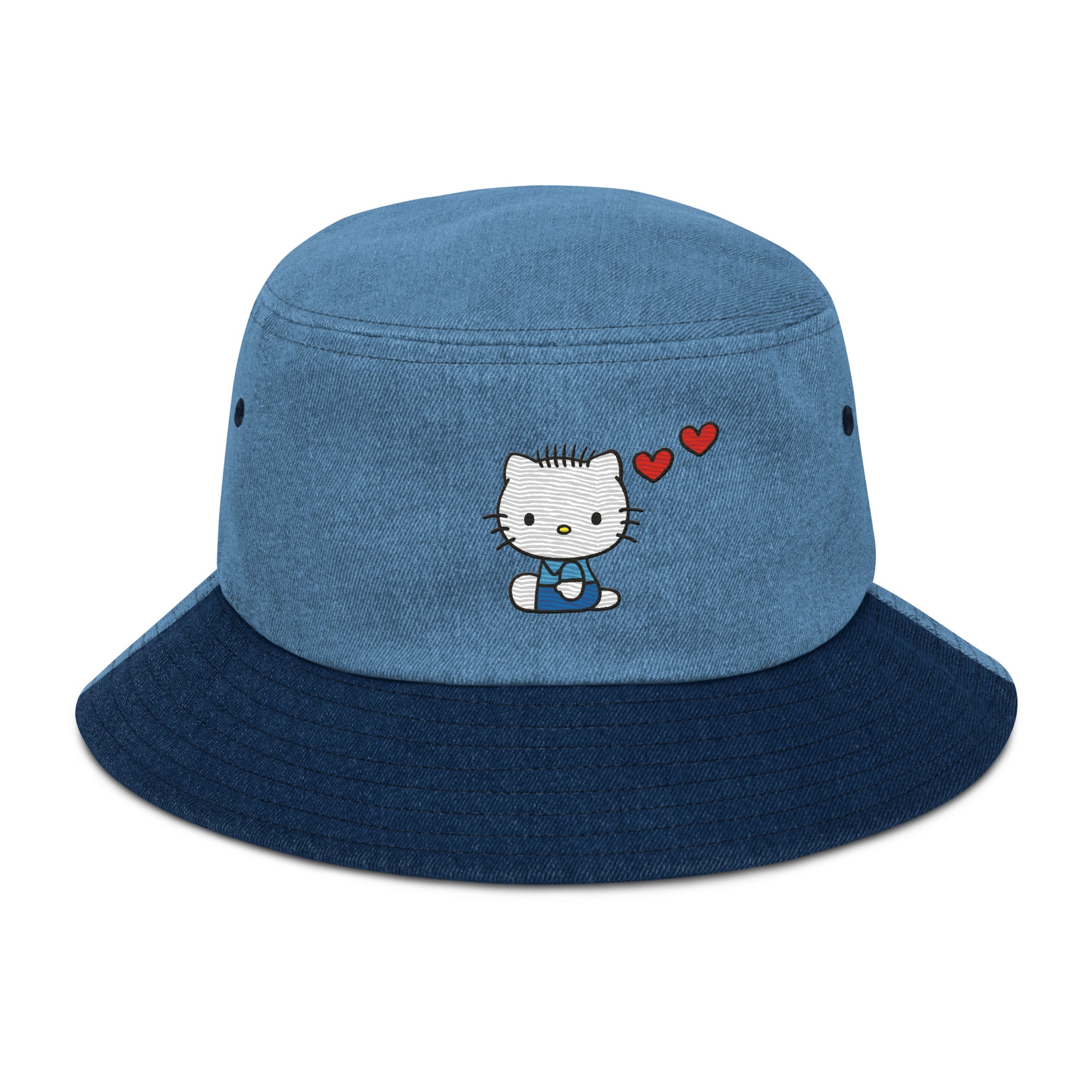 Dear Daniel Embroidered Denim Bucket Hat Discount Brand New Unisex