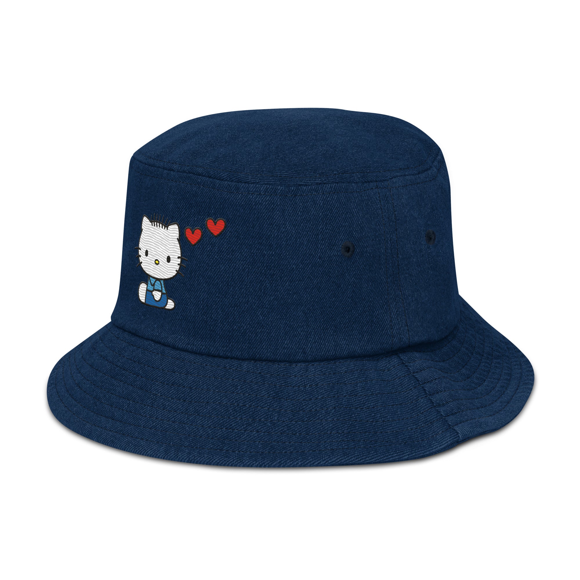 Dear Daniel Embroidered Denim Bucket Hat Discount Brand New Unisex