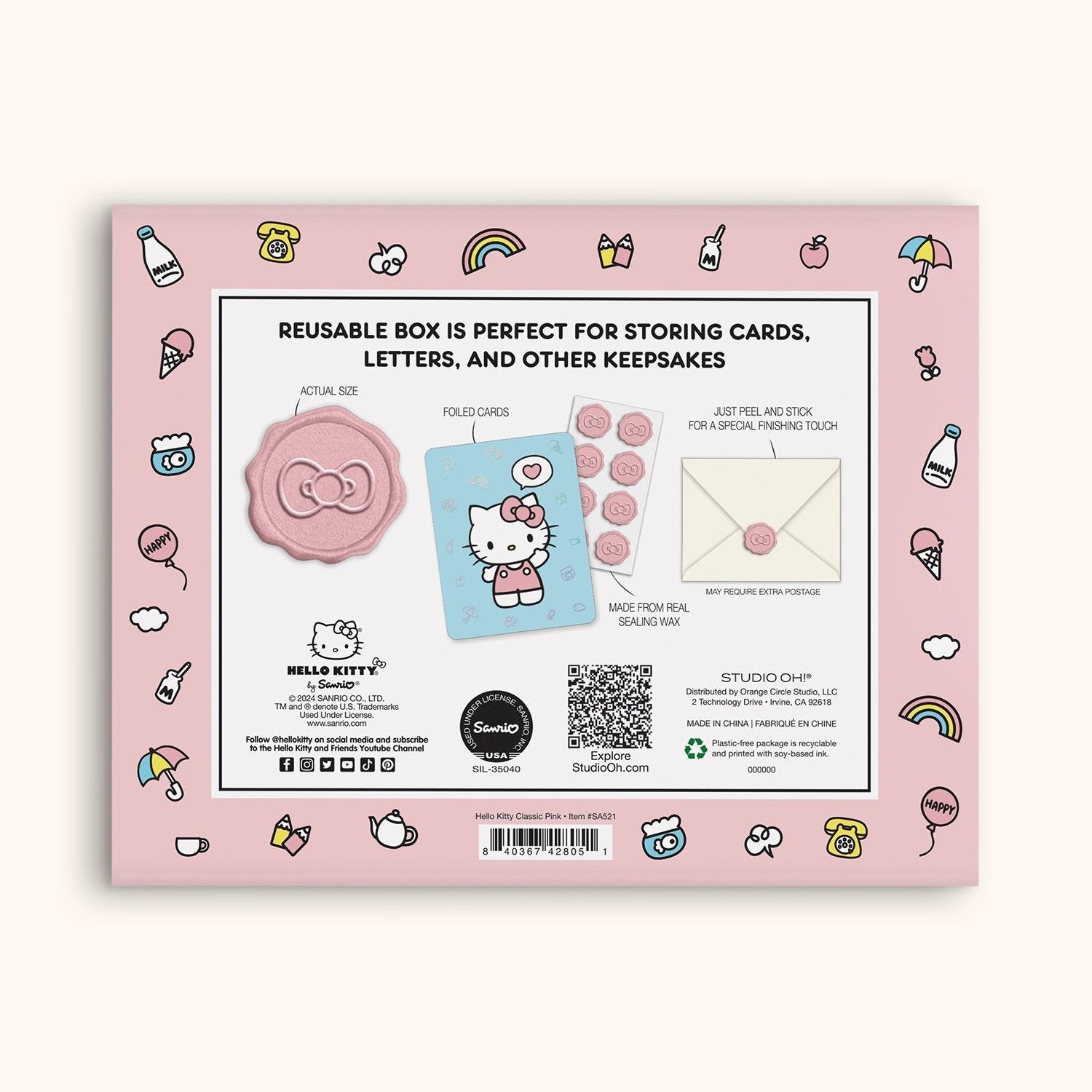 Hello Kitty x Studio Oh! Classic Pink 25-Pc Note Cards & Wax Seals Set Explore Cheap Pice