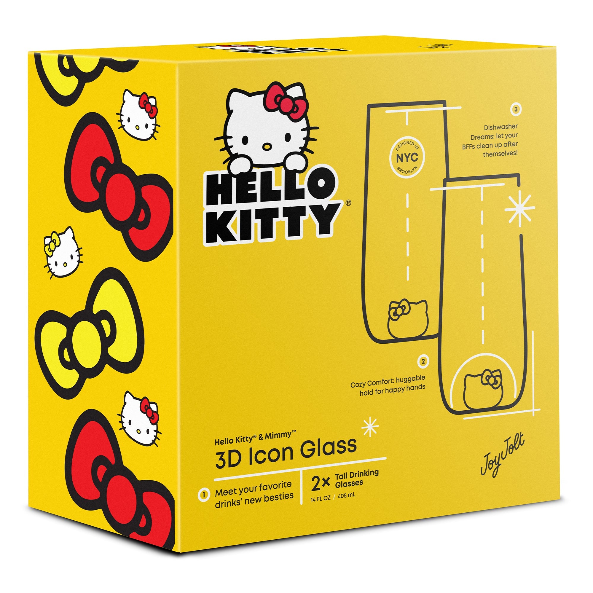 Hello Kitty and Mimmy 3D Icon Tall Drinking Glasses (Set of 2) Fast Delivery Cheap Online