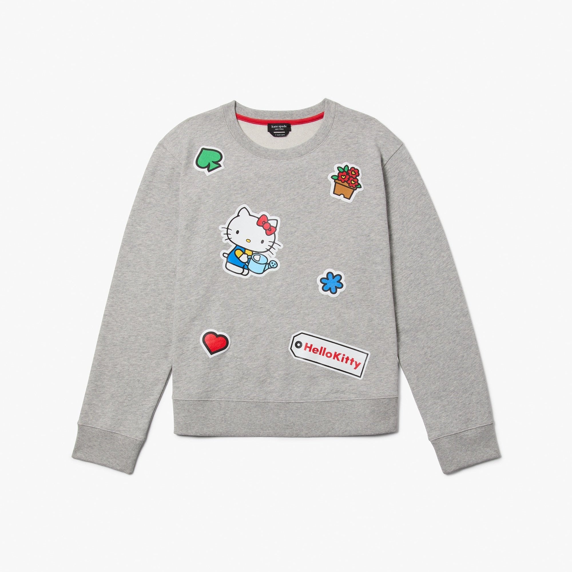 Hello Kitty x Kate Spade New York Grey Puffy Sticker Sweatshirt Cheap Sale Explore