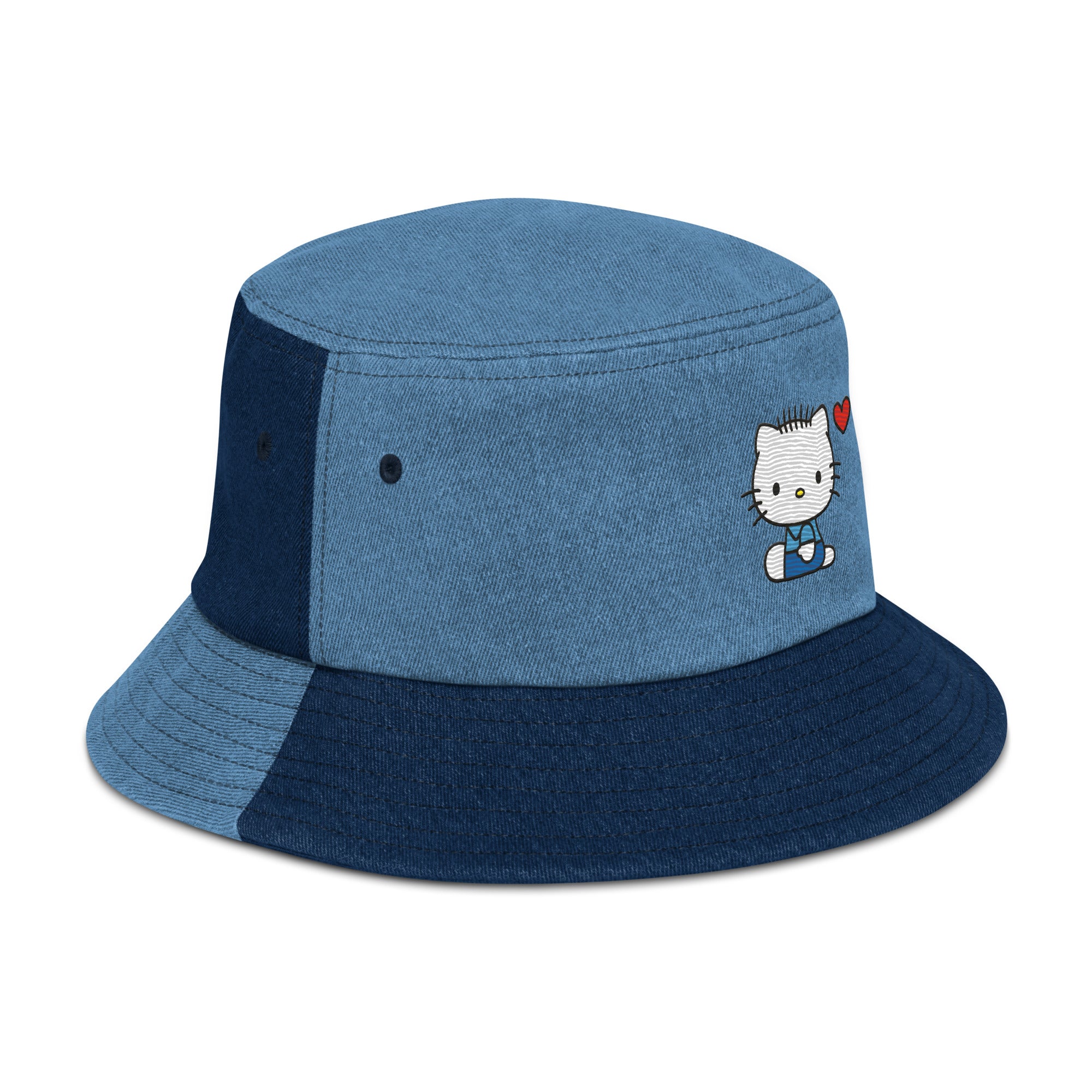 Dear Daniel Embroidered Denim Bucket Hat Discount Brand New Unisex