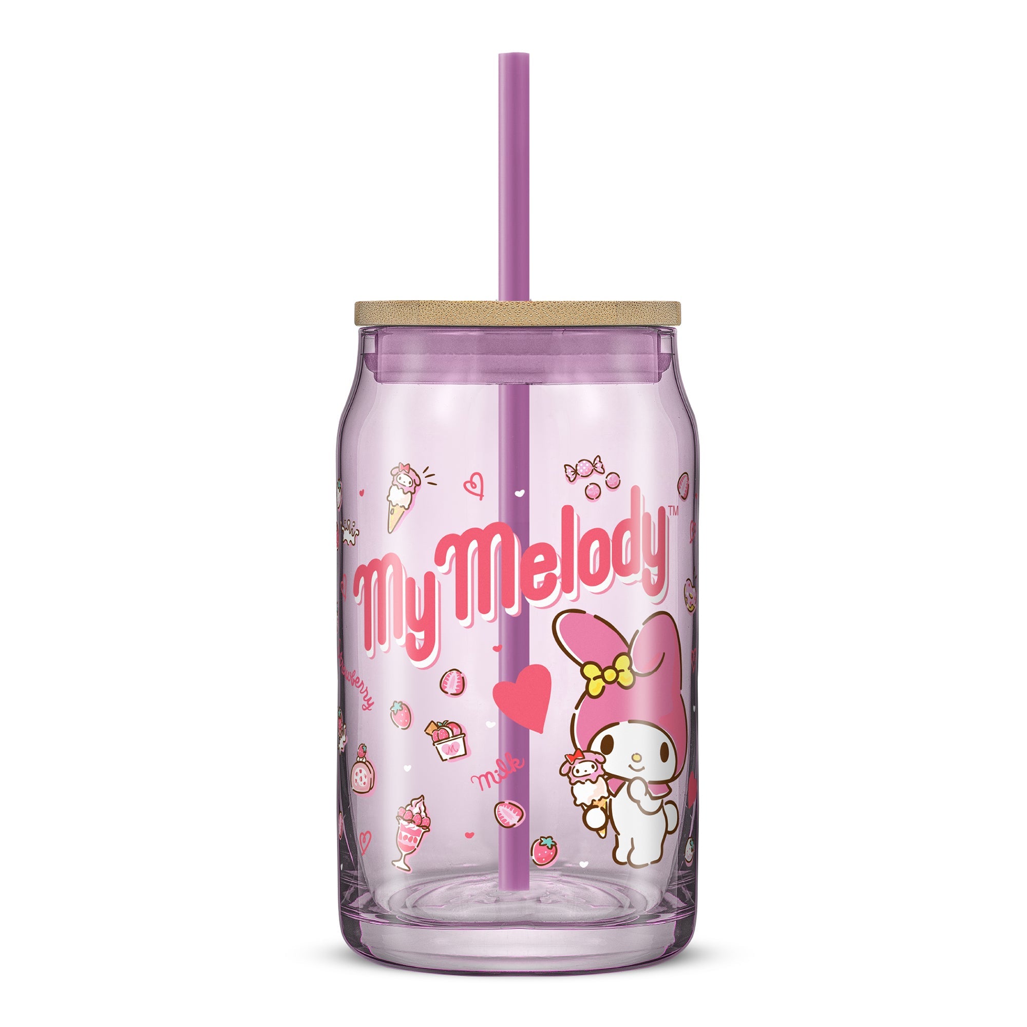 My Melody Favorite Flavor Lidded Glass Tumbler Outlet New Arrival