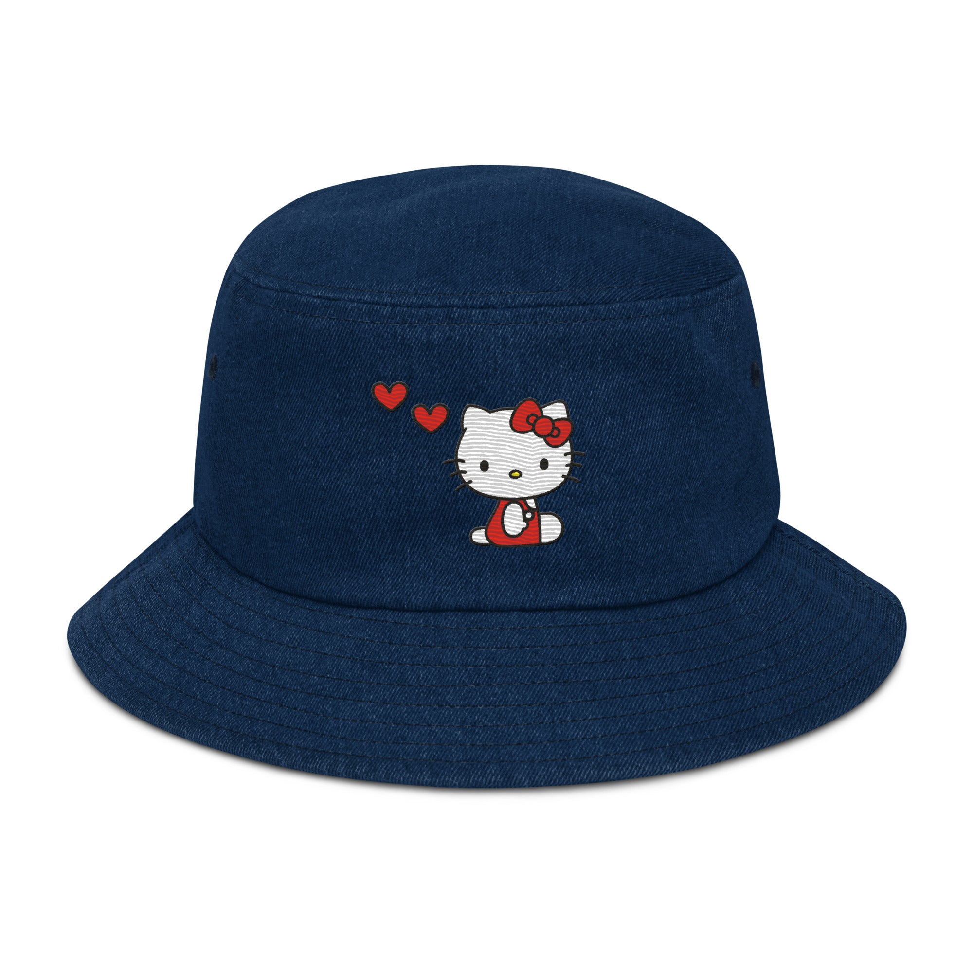 Hello Kitty Embroidered Denim Bucket Hat Buy Sale Online
