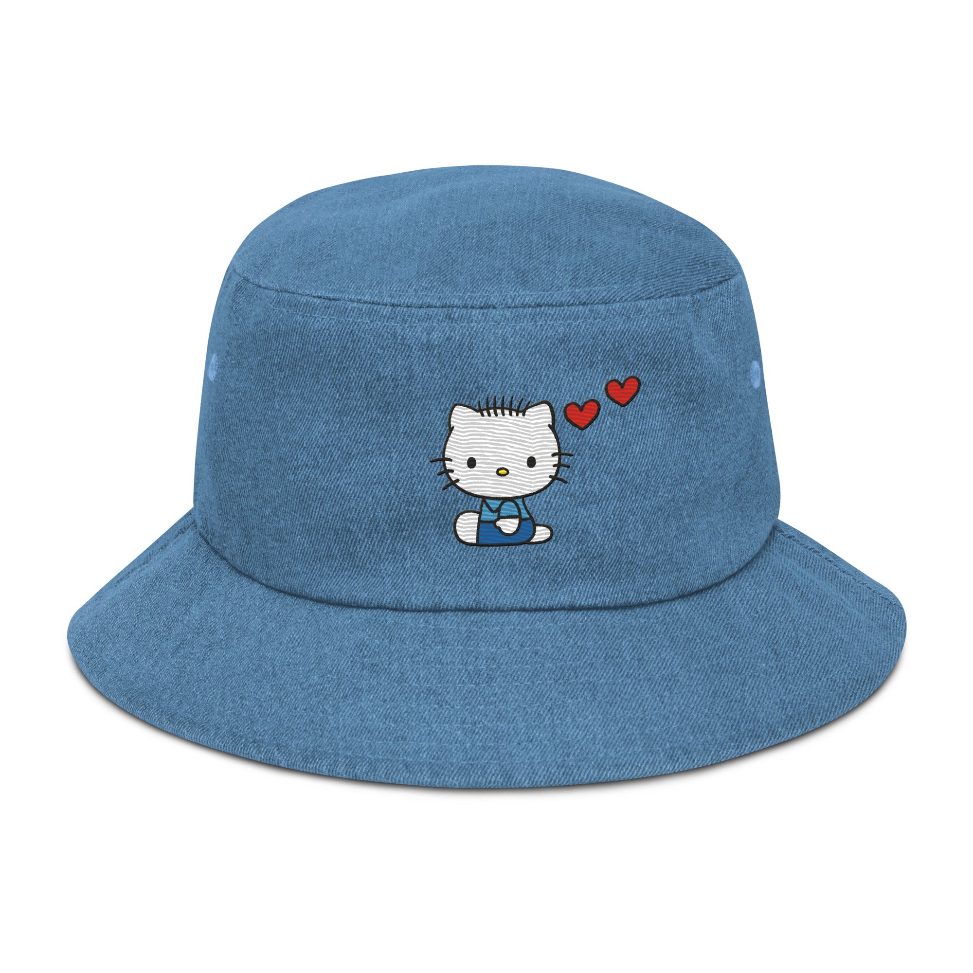 Dear Daniel Embroidered Denim Bucket Hat Discount Brand New Unisex