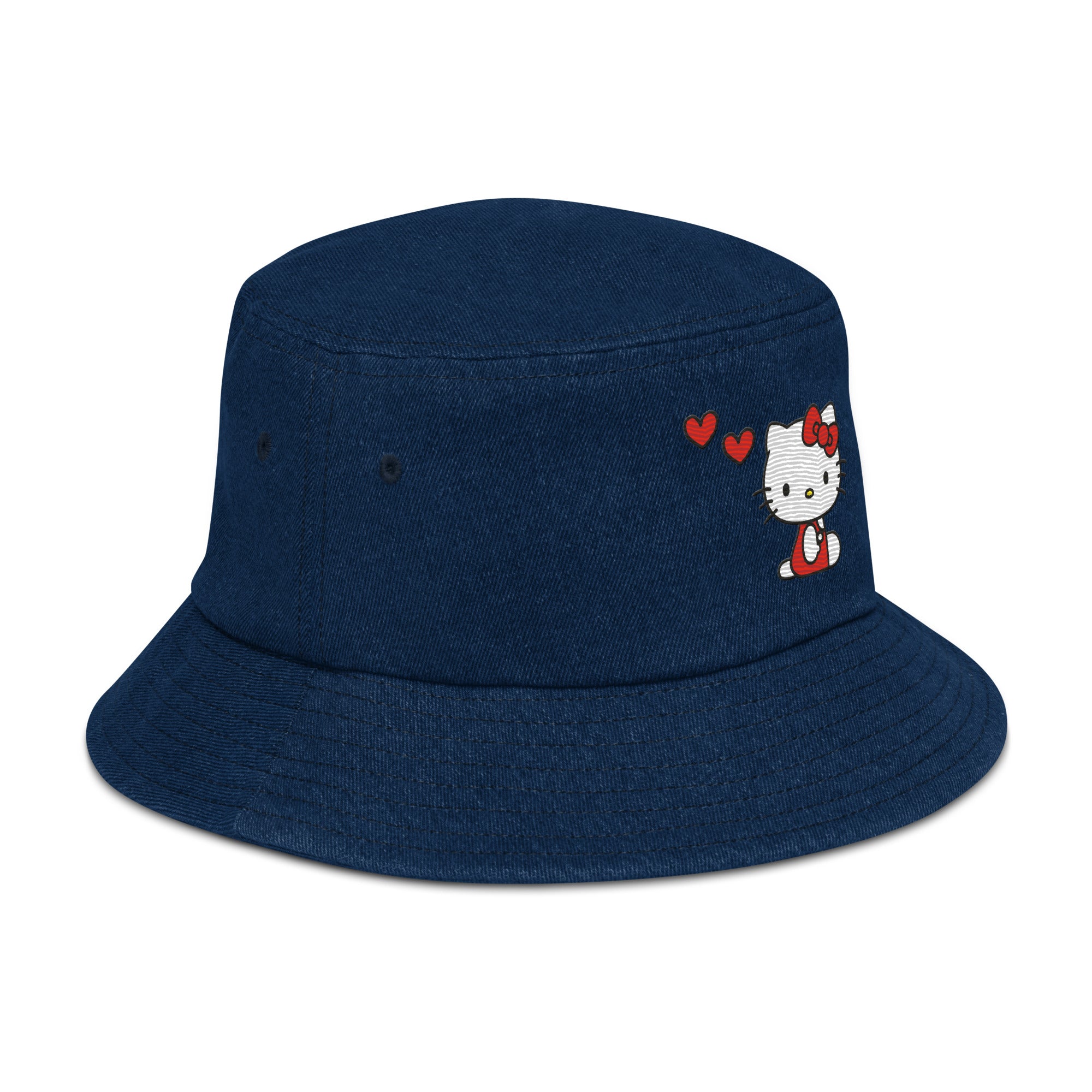 Hello Kitty Embroidered Denim Bucket Hat Buy Sale Online
