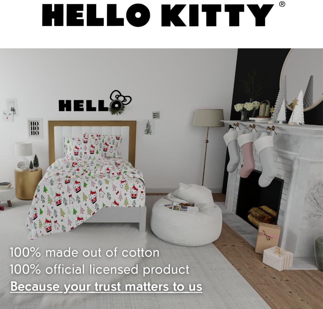 Hello Kitty Holiday Cotton Flannel Sheet Set Buy Cheap Low Shipping Fee