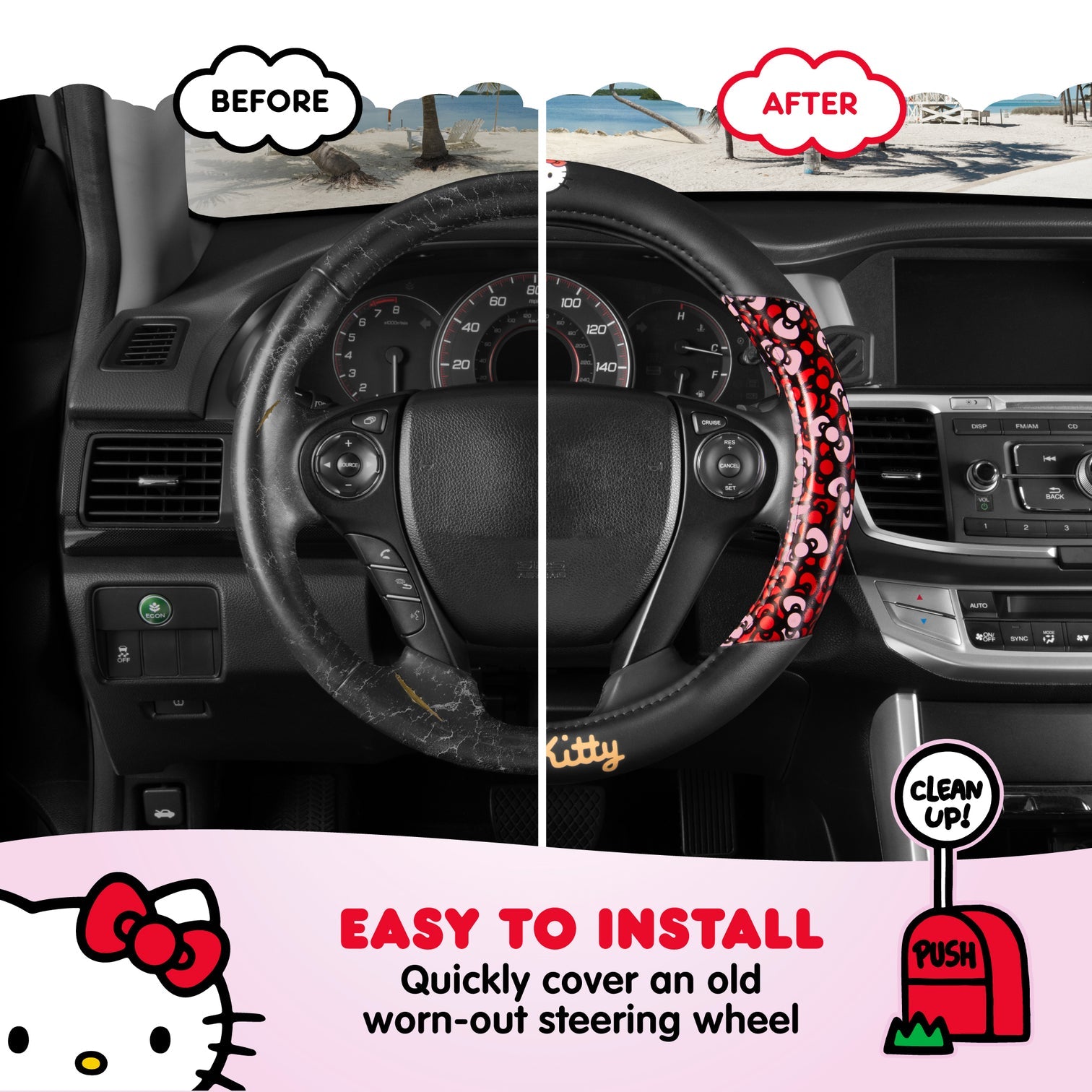 Hello Kitty Red Bow Steering Wheel Cover Shipping Discount Authentic