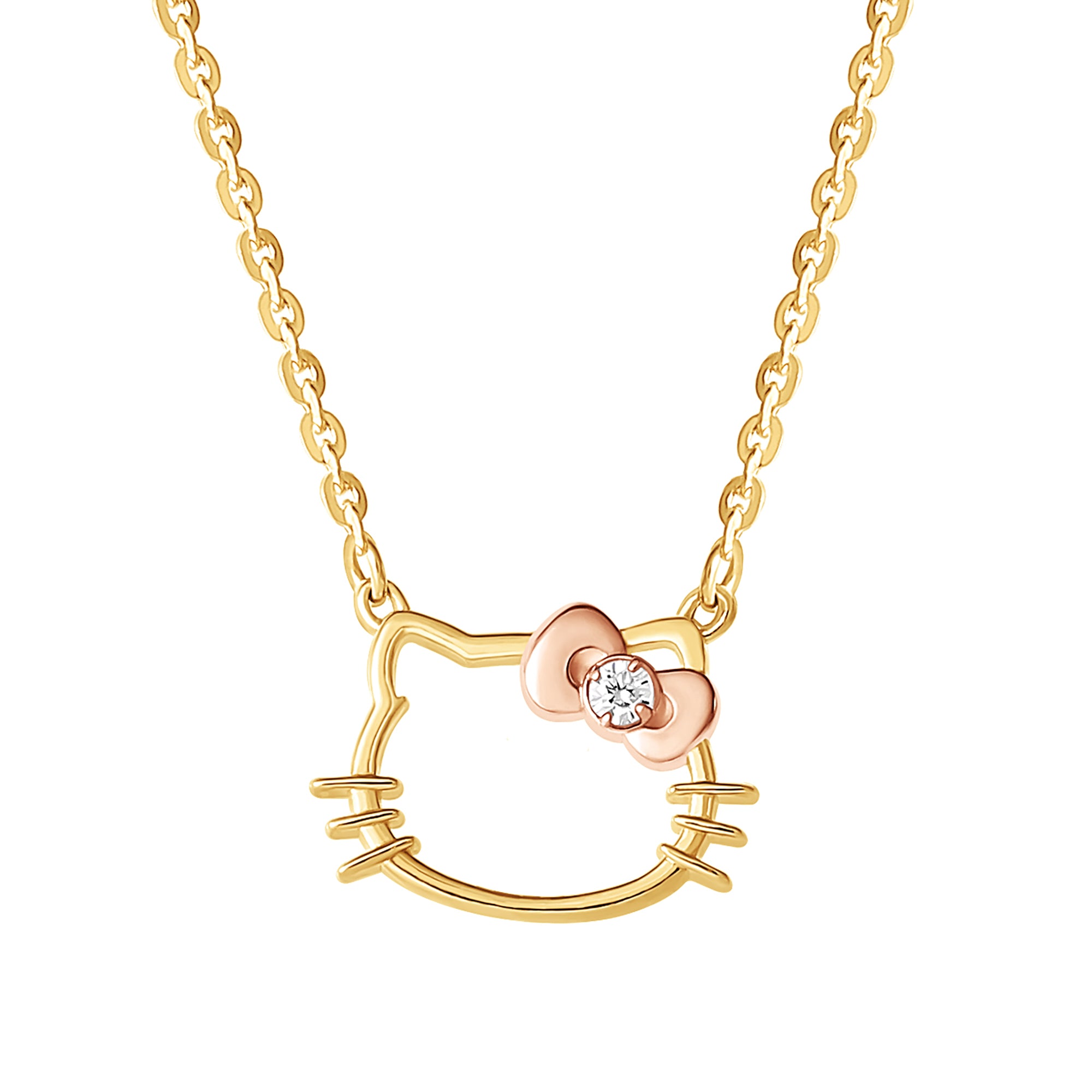 Hello Kitty Gold Plated Silhouette Diamond Necklace Affordable Online