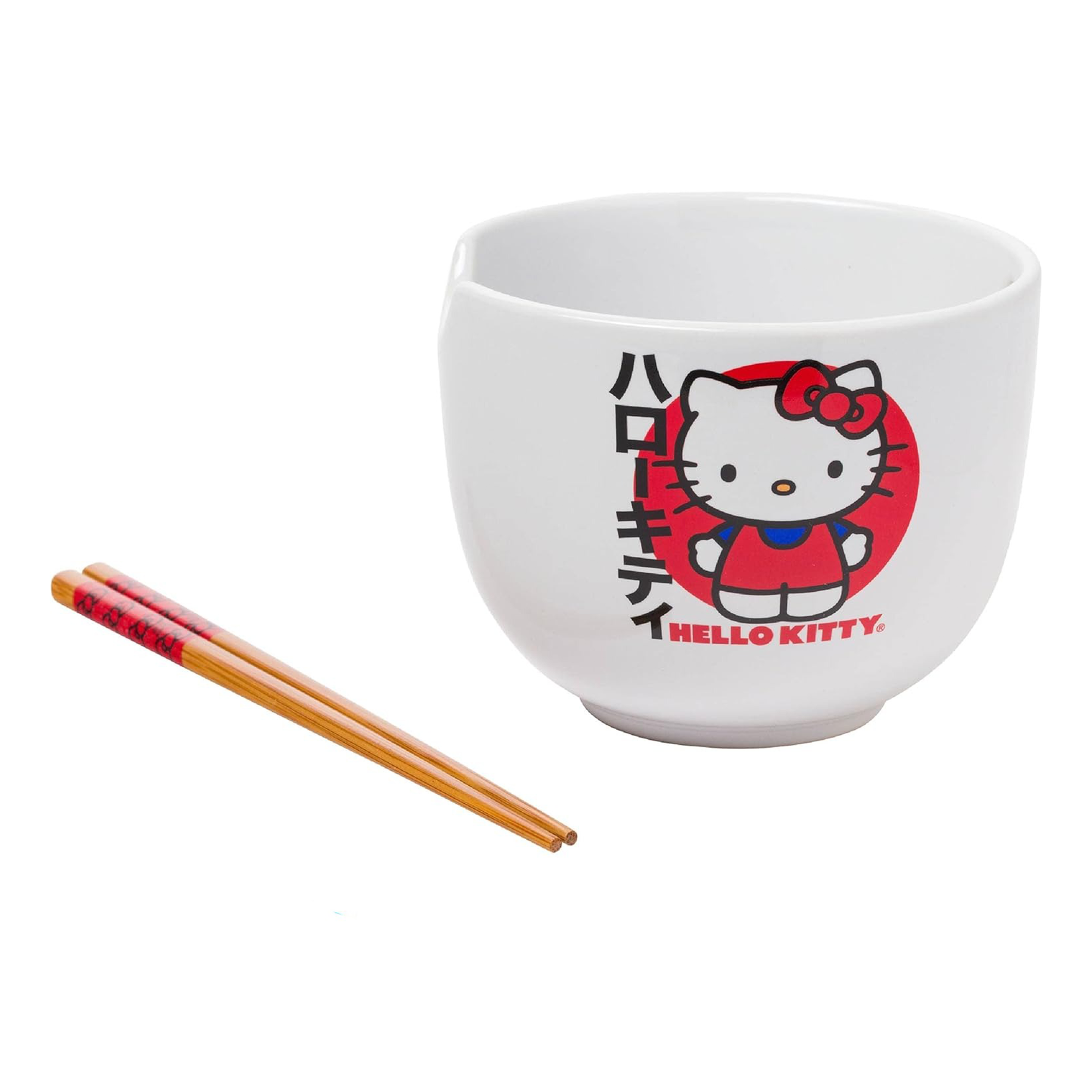 Hello Kitty Ceramic Ramen Bowl and Chopstick Set (Japan Logo) Free Shipping Best Pices