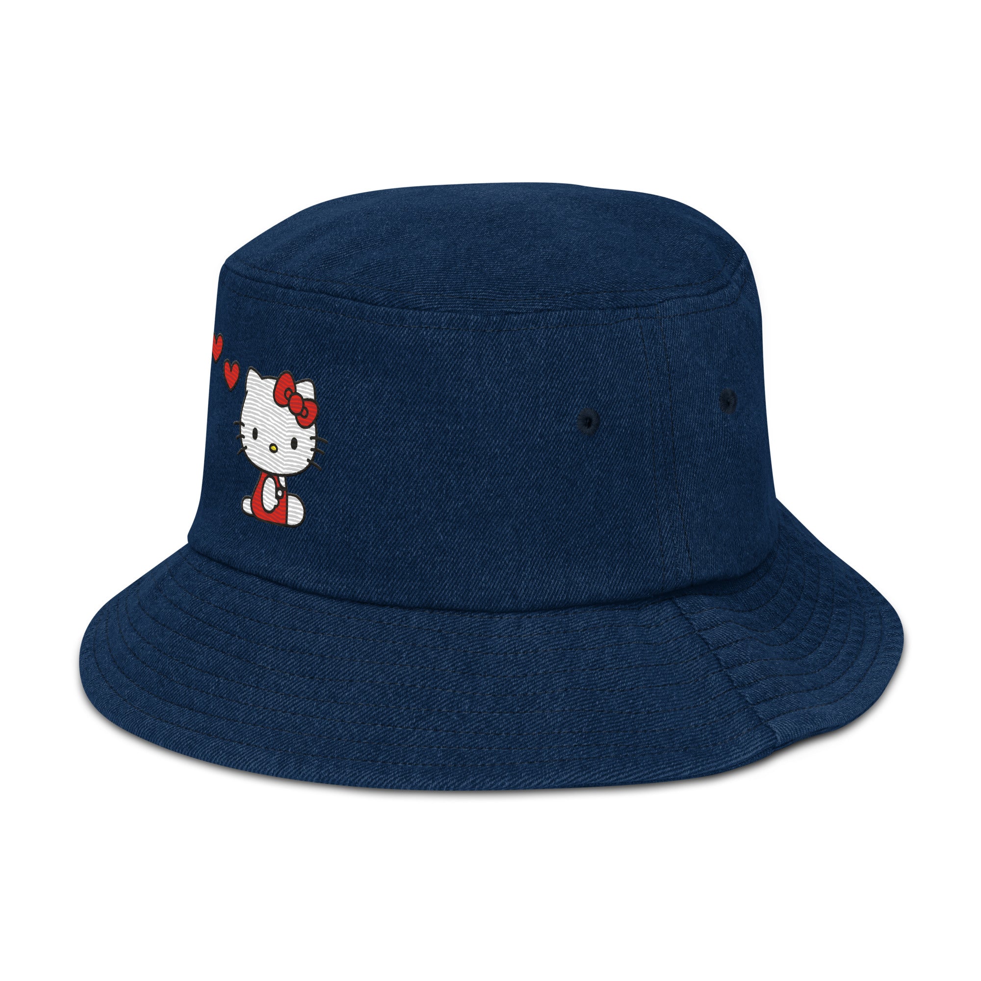 Hello Kitty Embroidered Denim Bucket Hat Buy Sale Online