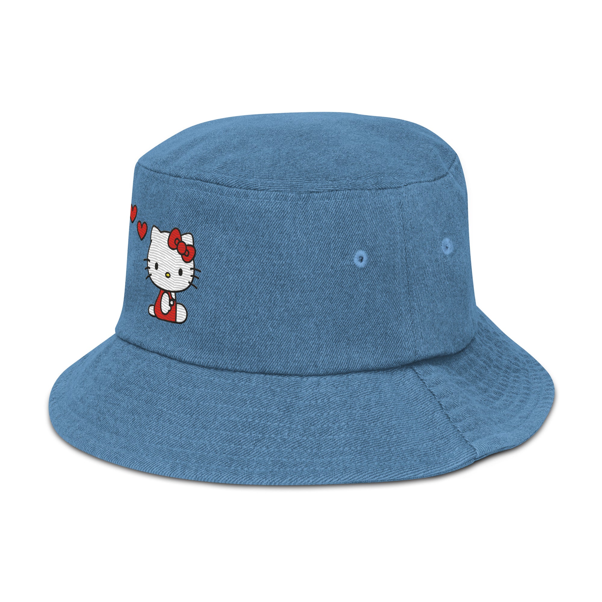 Hello Kitty Embroidered Denim Bucket Hat Buy Sale Online