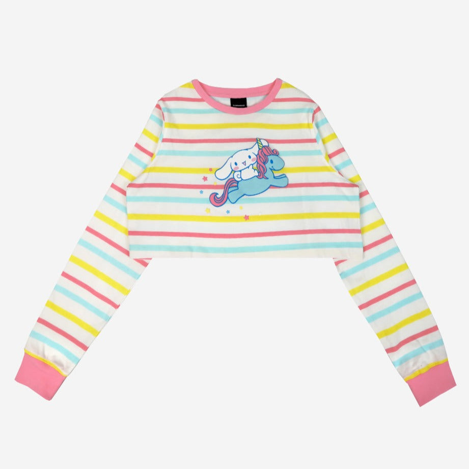 Cinnamoroll x Dumbgood Striped Crop Longsleeve Cheap Low Cost