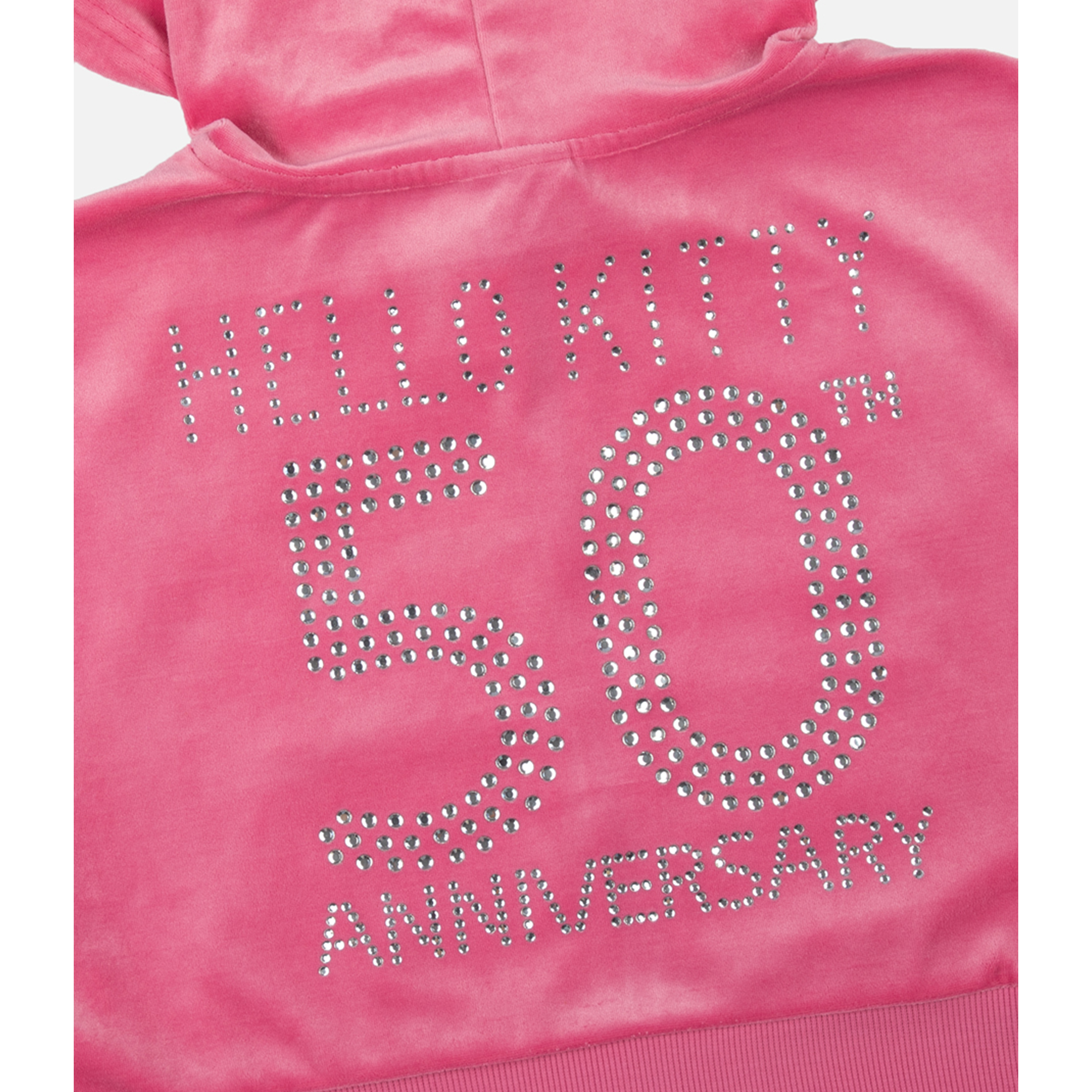 Hello Kitty x Dumbgood Pink Velour Cropped Hoodie (50th Anniv.) Sale Free Shipping