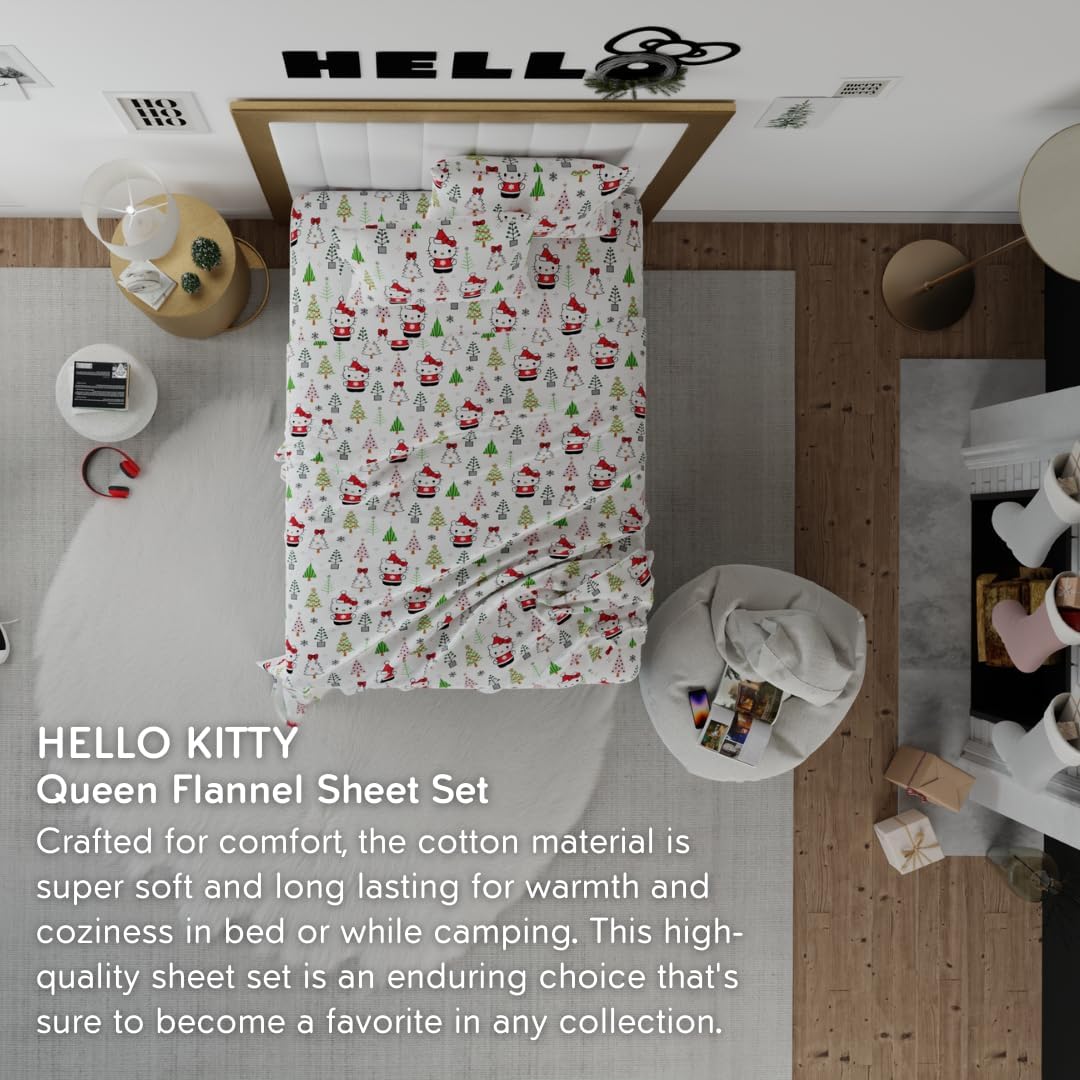 Hello Kitty Holiday Cotton Flannel Sheet Set Buy Cheap Low Shipping Fee
