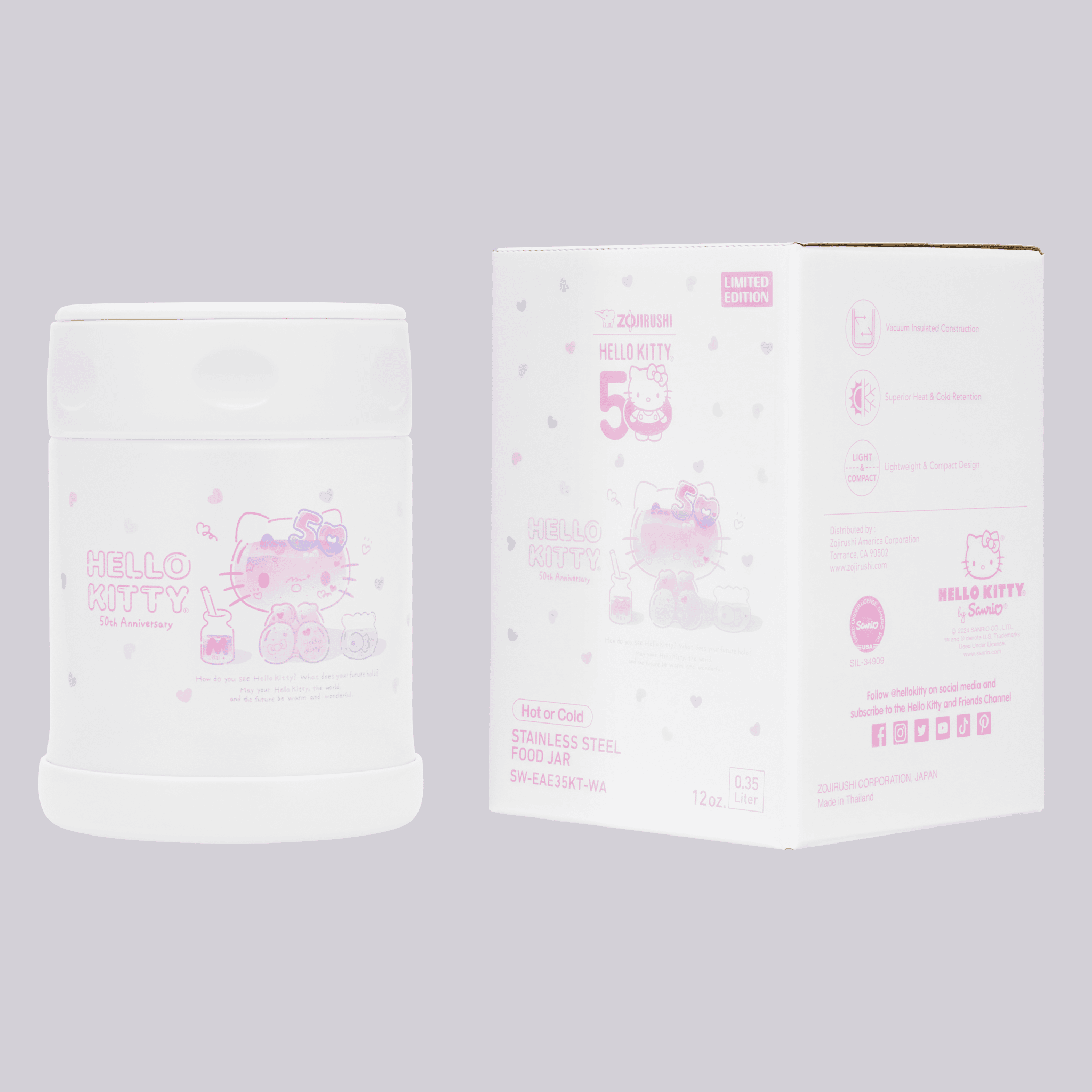 Hello Kitty x Zojirushi 50th Anniversary Stainless Steel Food Jar Original Cheap Pice