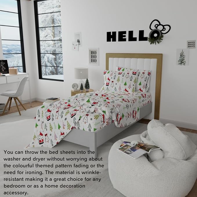 Hello Kitty Holiday Cotton Flannel Sheet Set Buy Cheap Low Shipping Fee