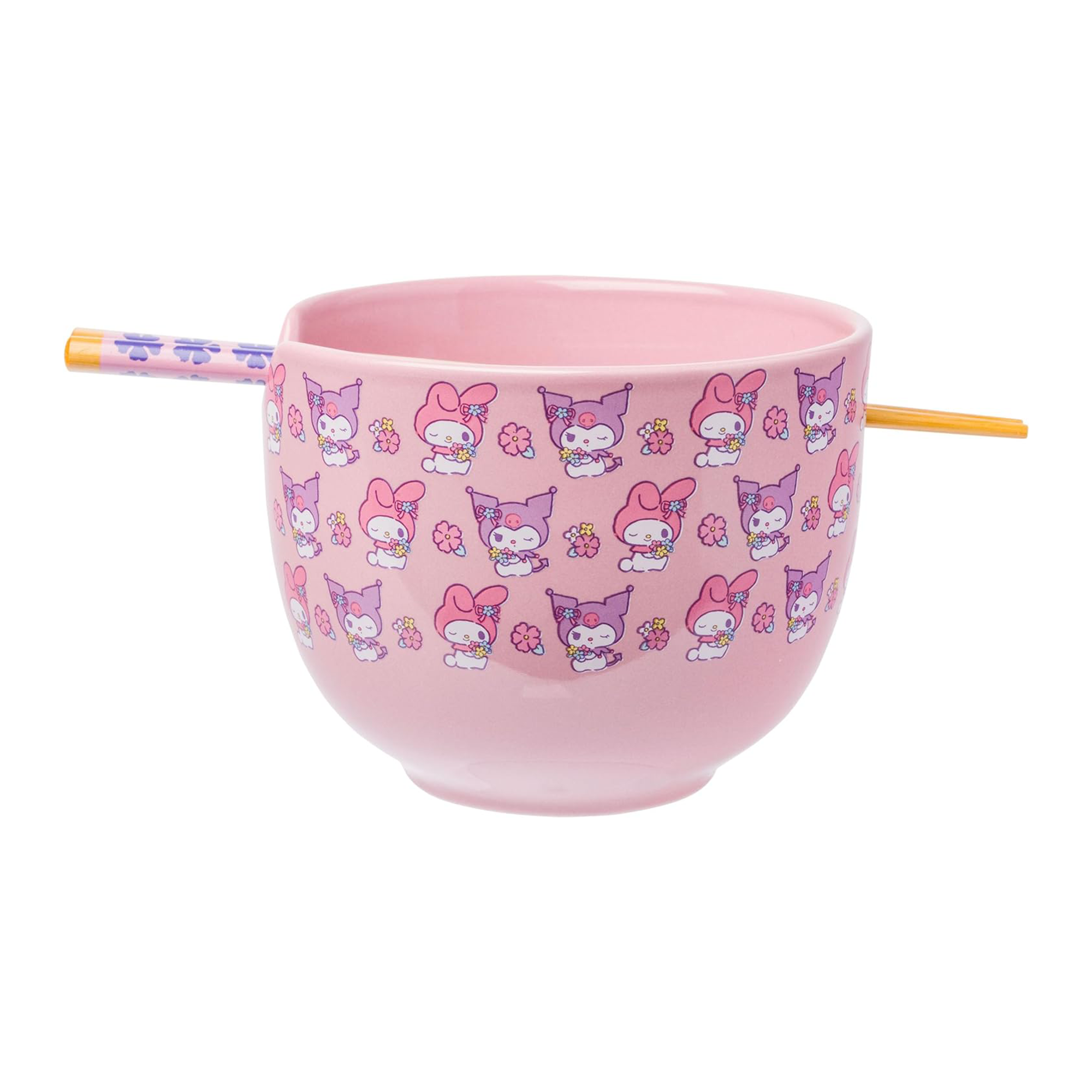 My Melody & Kuromi Ceramic Ramen Bowl and Chopstick Set (Pastel Flowers) Online Cheap Quality