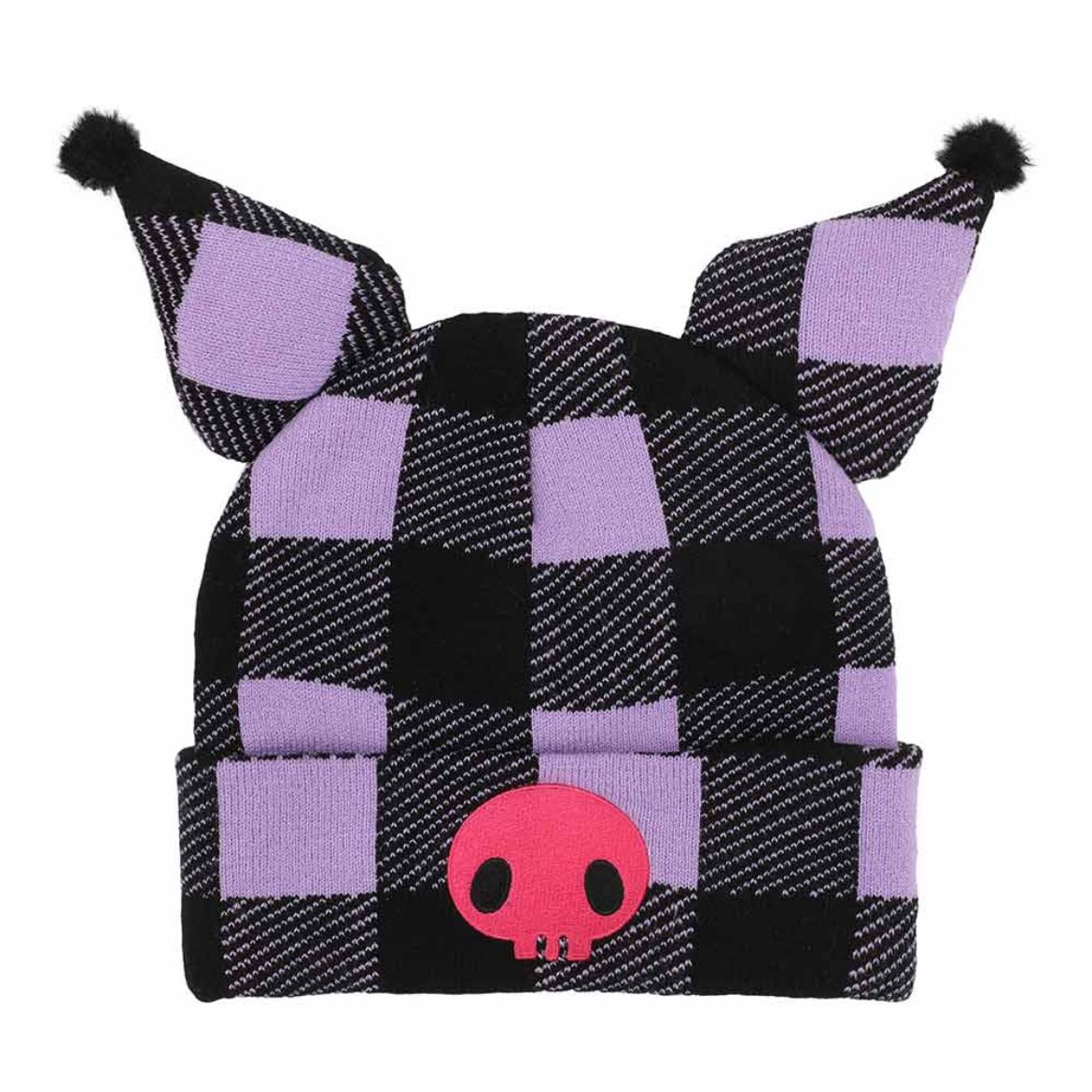 Kuromi Knit Purple Plaid Beanie Sale Latest