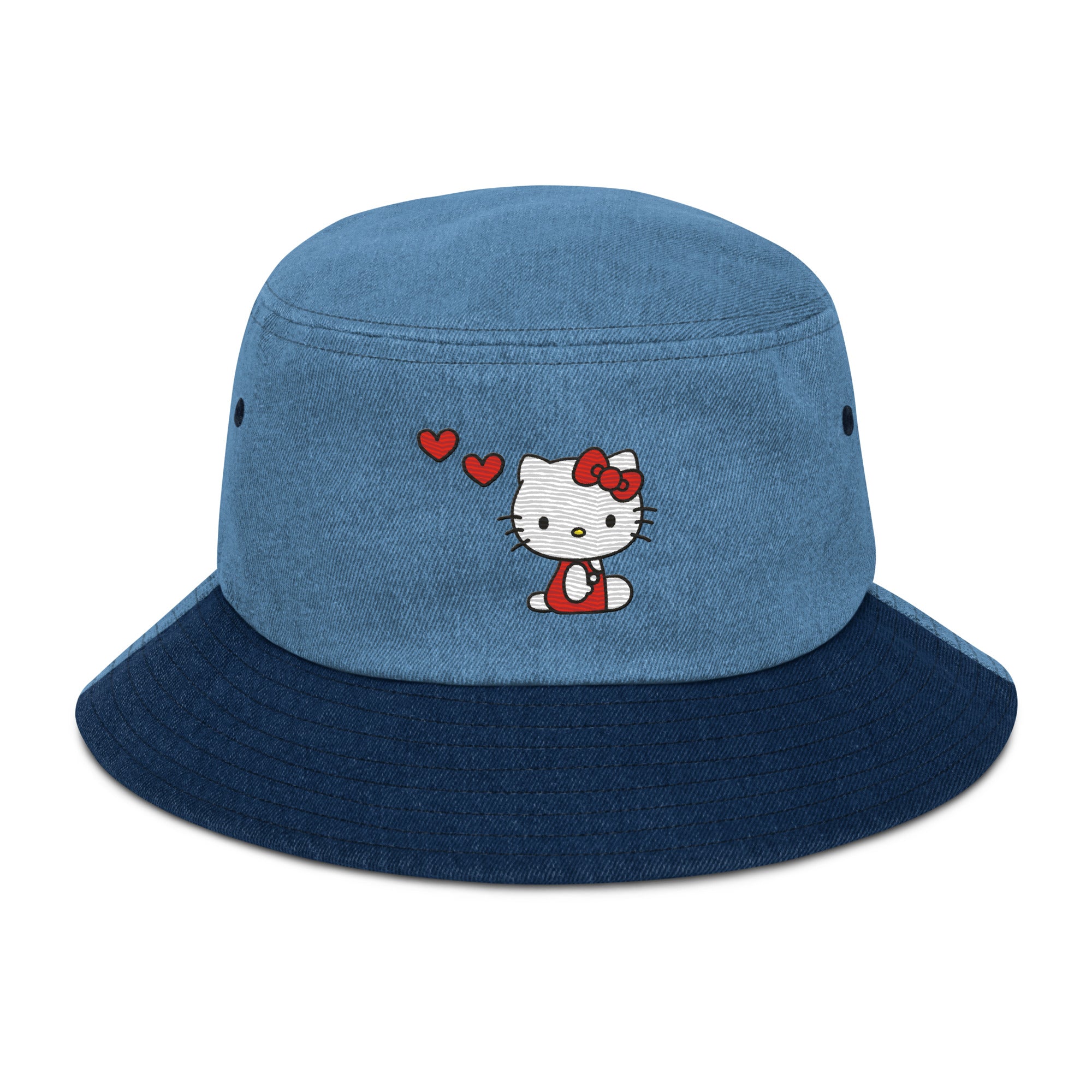Hello Kitty Embroidered Denim Bucket Hat Buy Sale Online