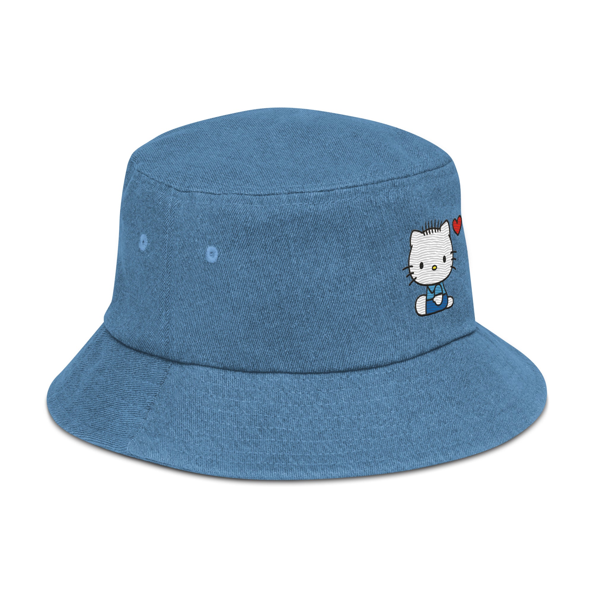 Dear Daniel Embroidered Denim Bucket Hat Discount Brand New Unisex