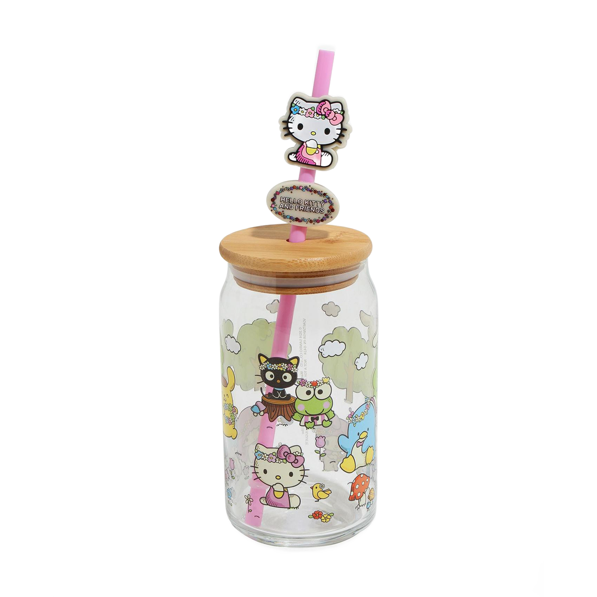 Hello Kitty and Friends Flower Crowns Bamboo Lidded Glass Tumbler Buy Cheap With Credit Card
