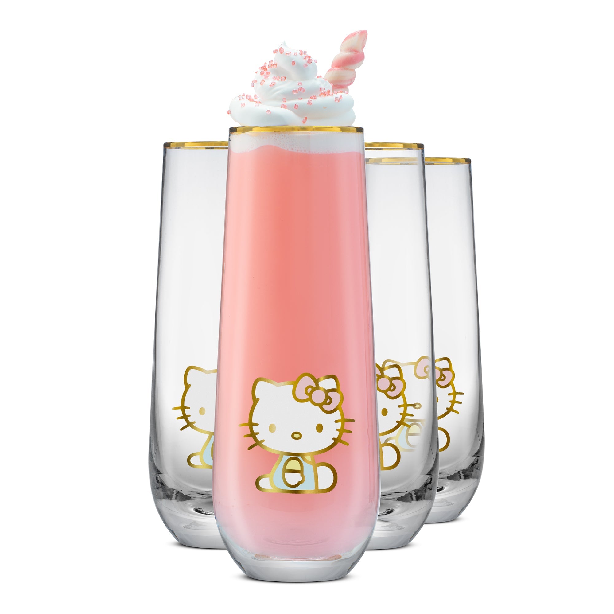 Hello Kitty Stay Gold Stemless Flutes (Set of 4) Sale Finishline