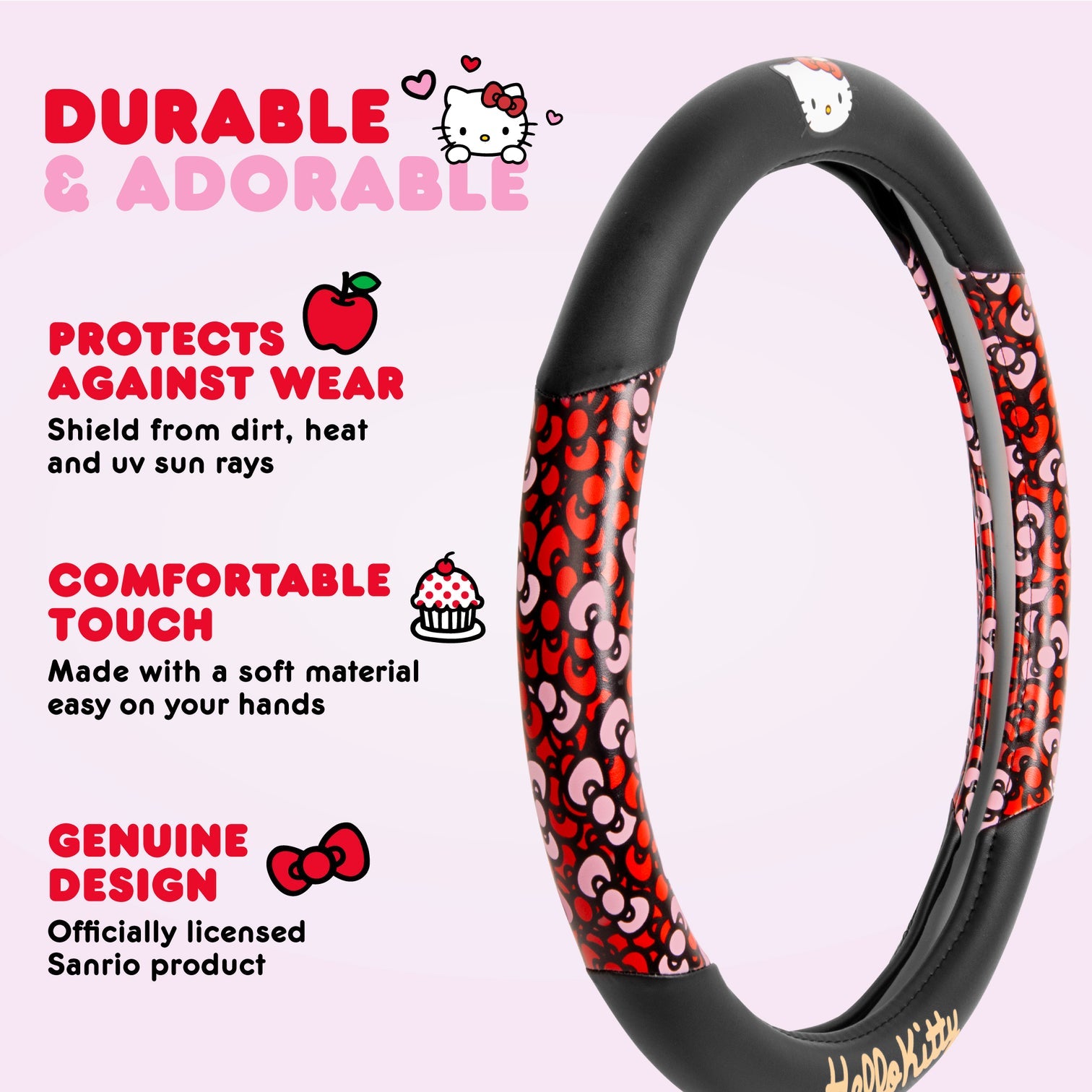 Hello Kitty Red Bow Steering Wheel Cover Shipping Discount Authentic