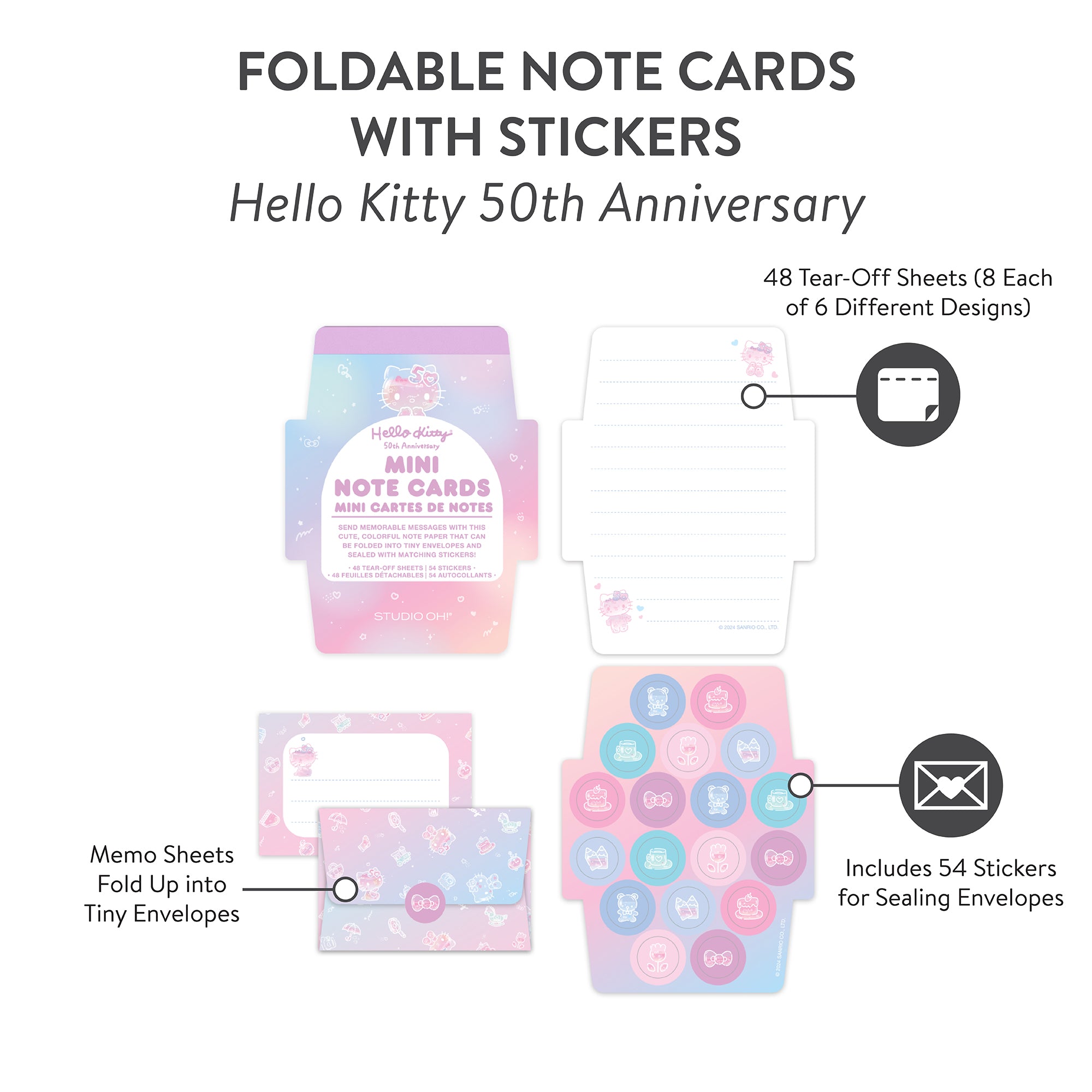 Hello Kitty x Studio Oh! 50th Anniversary Mini Note Cards and Sticker Set Buy Cheap With Paypal
