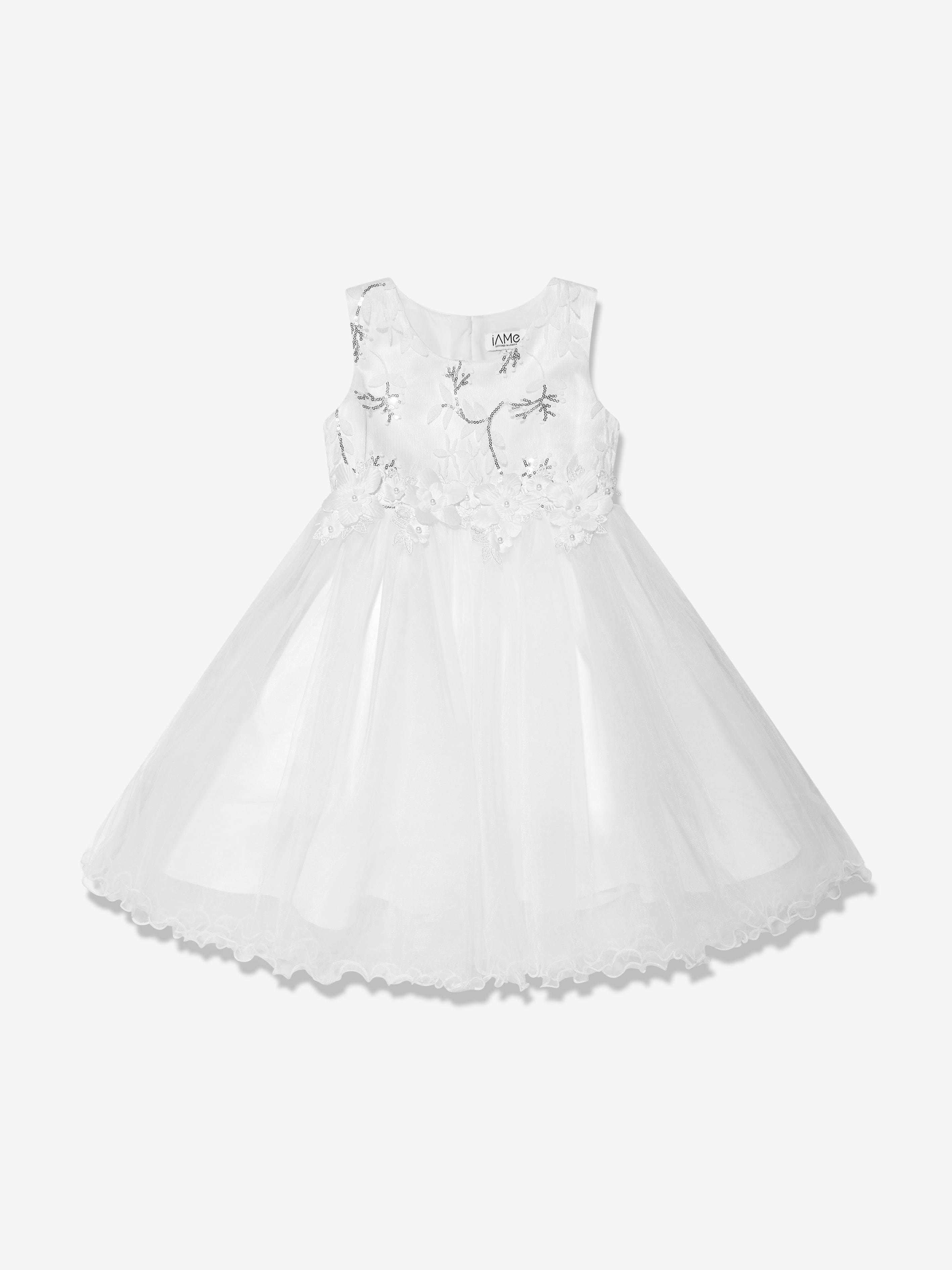 iAMe Girls Tulle Dress in White Free Shipping Low Pice