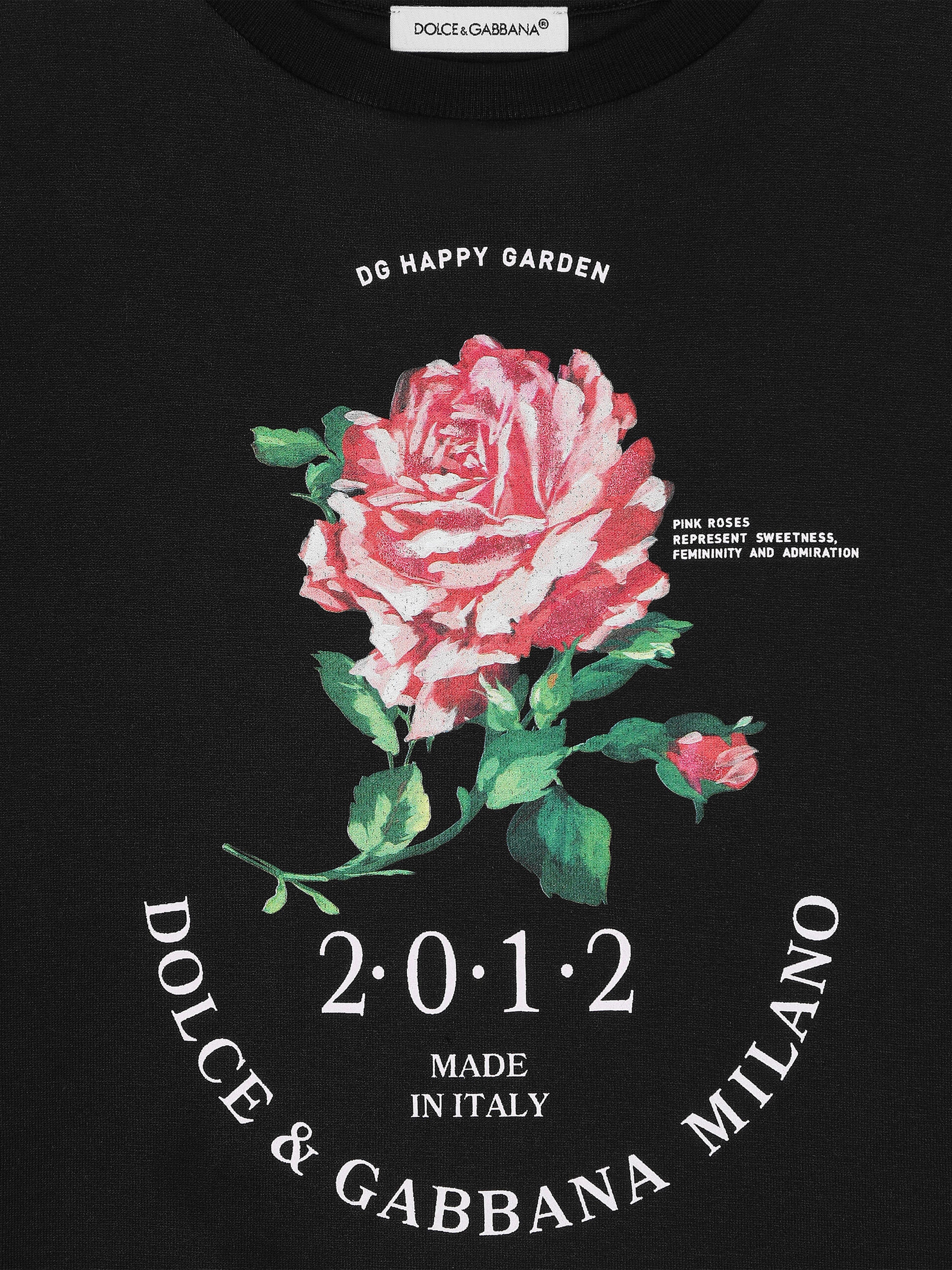 Dolce & Gabbana Girls Glitter Rose T-Shirt in Black Discount Newest