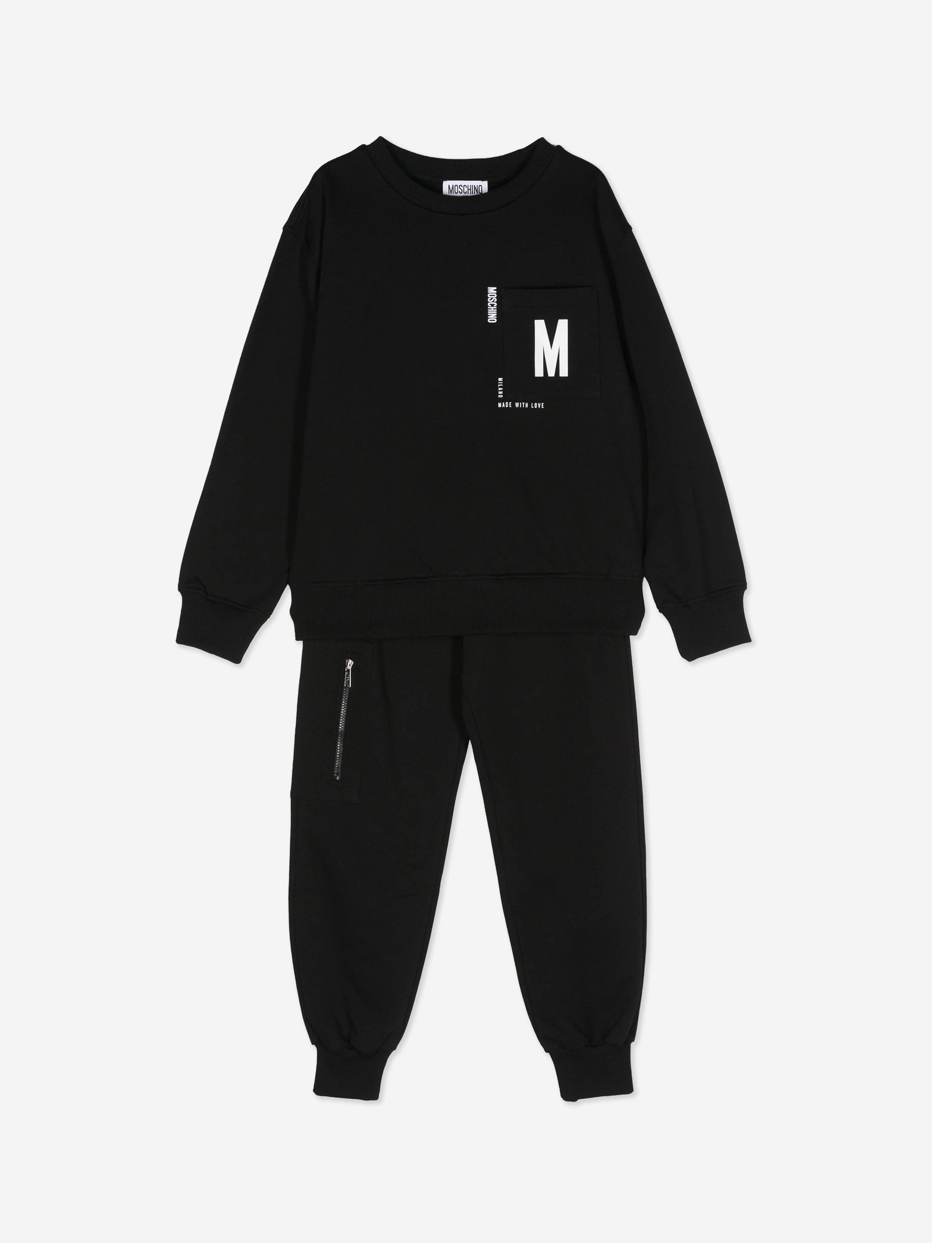 Moschino Kids Logo Pocket Tracksuit in Black Free Shipping 2025 Unisex