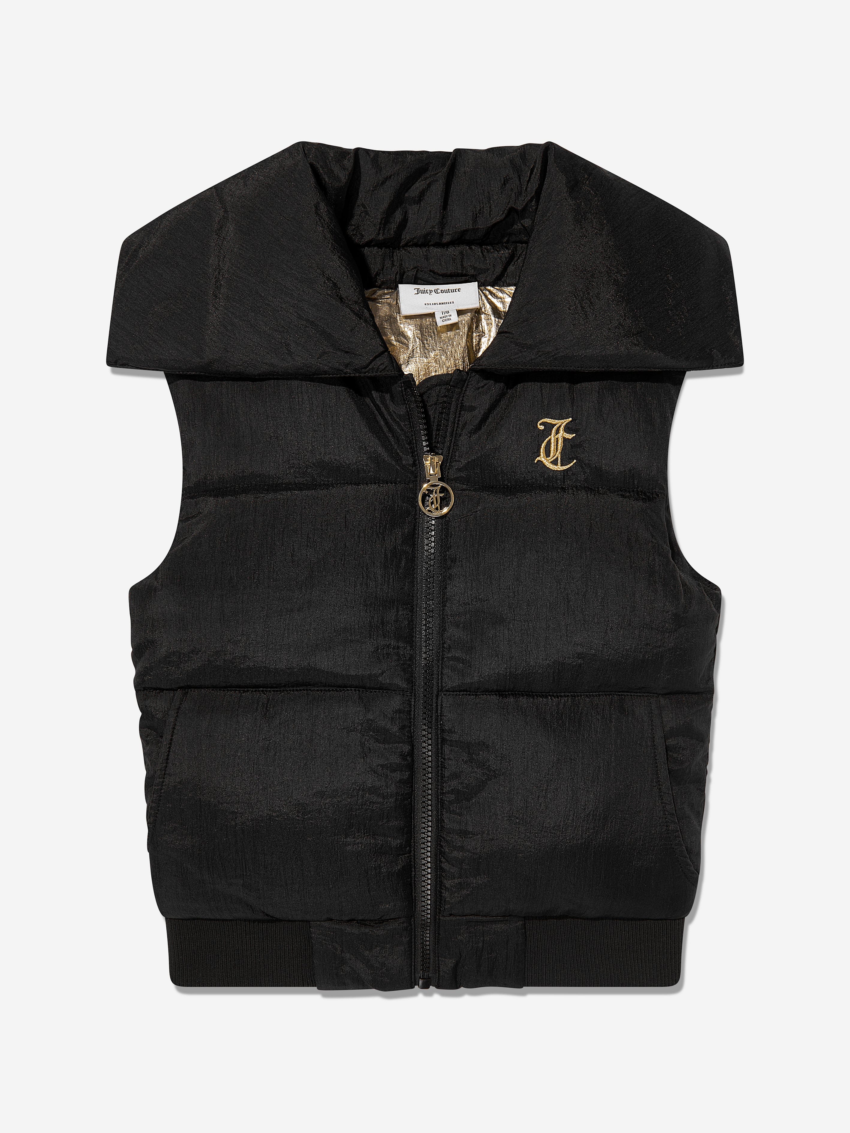 Juicy Couture Girls Diamante Logo Gilet in Black Clearance Latest