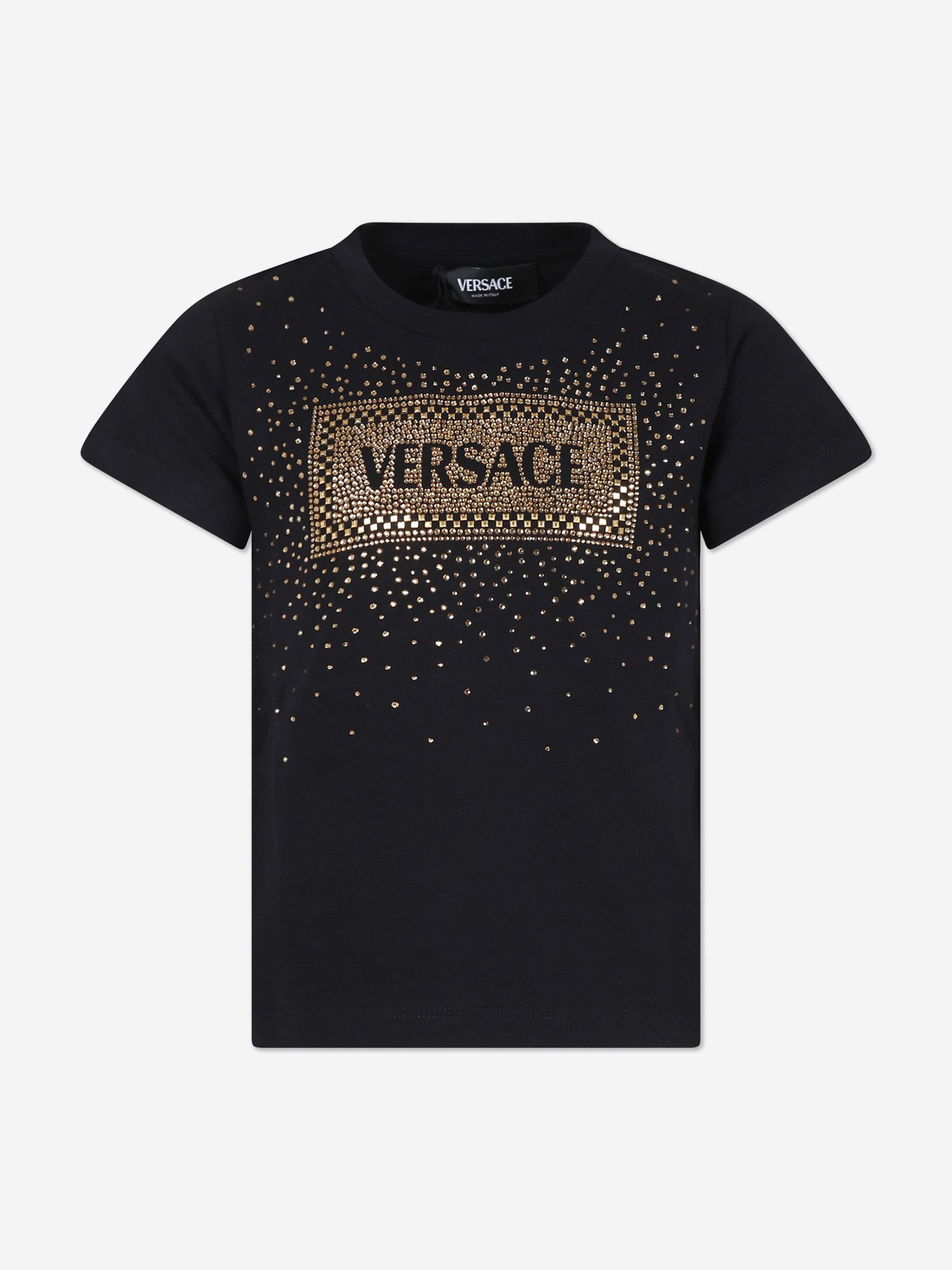 Versace Girls Diamante Logo T-Shirt in Black Collections Cheap Online