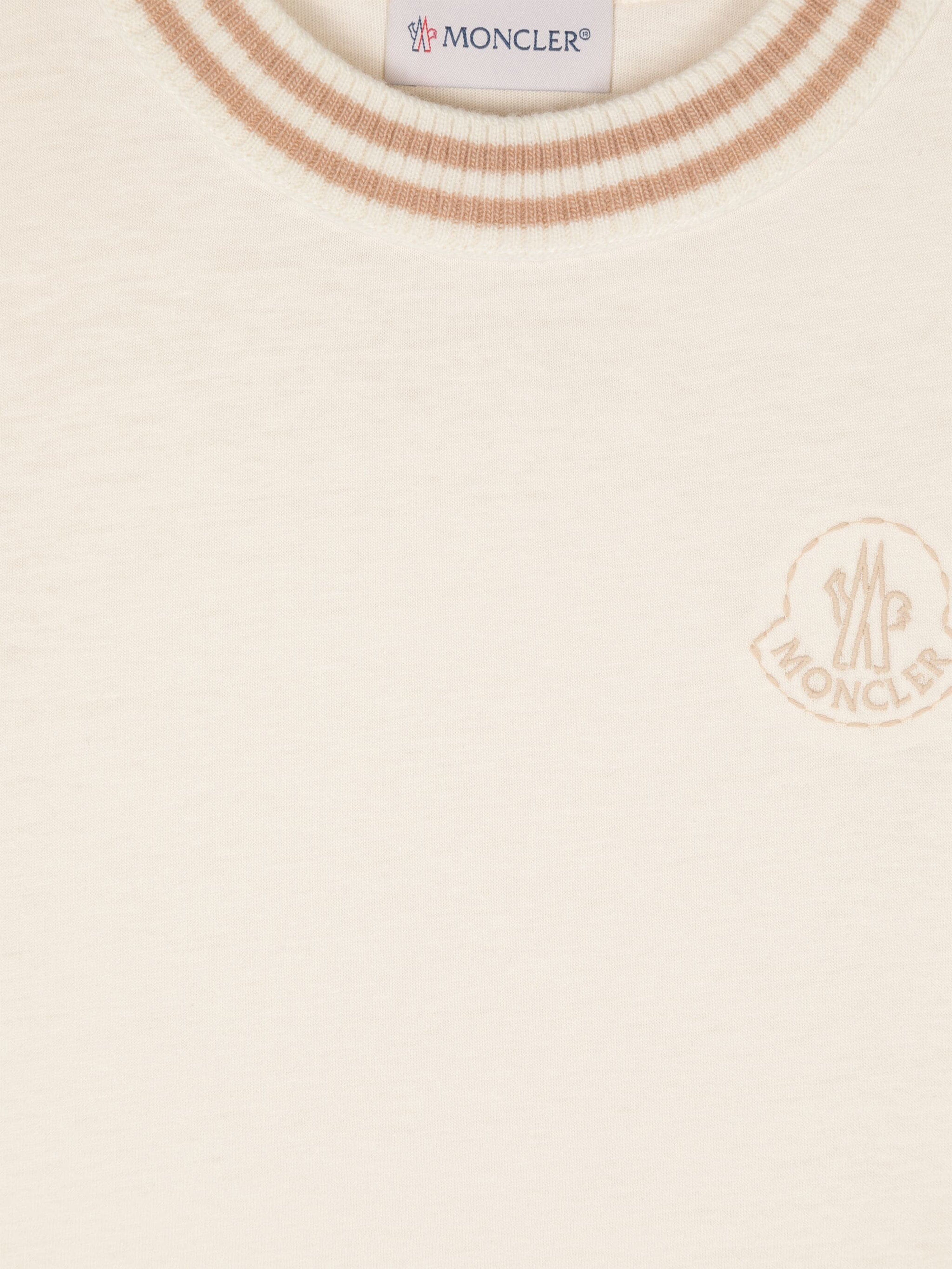 Moncler Enfant Girls Logo T-Shirt in Ivory Shop Offer Online